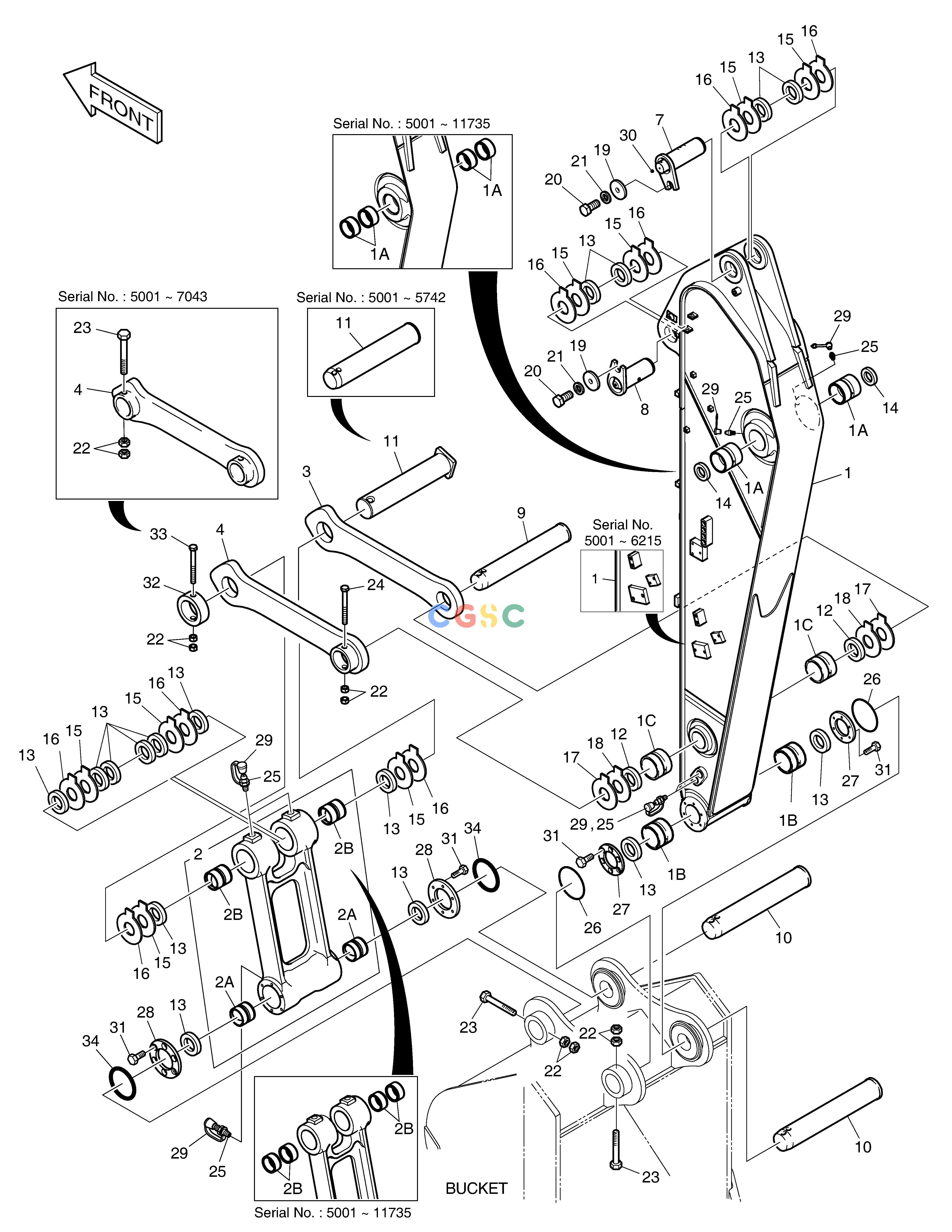 斗山零件查询ARM - 2.4m DX220A / DX225LCA Doosan parts catalog online