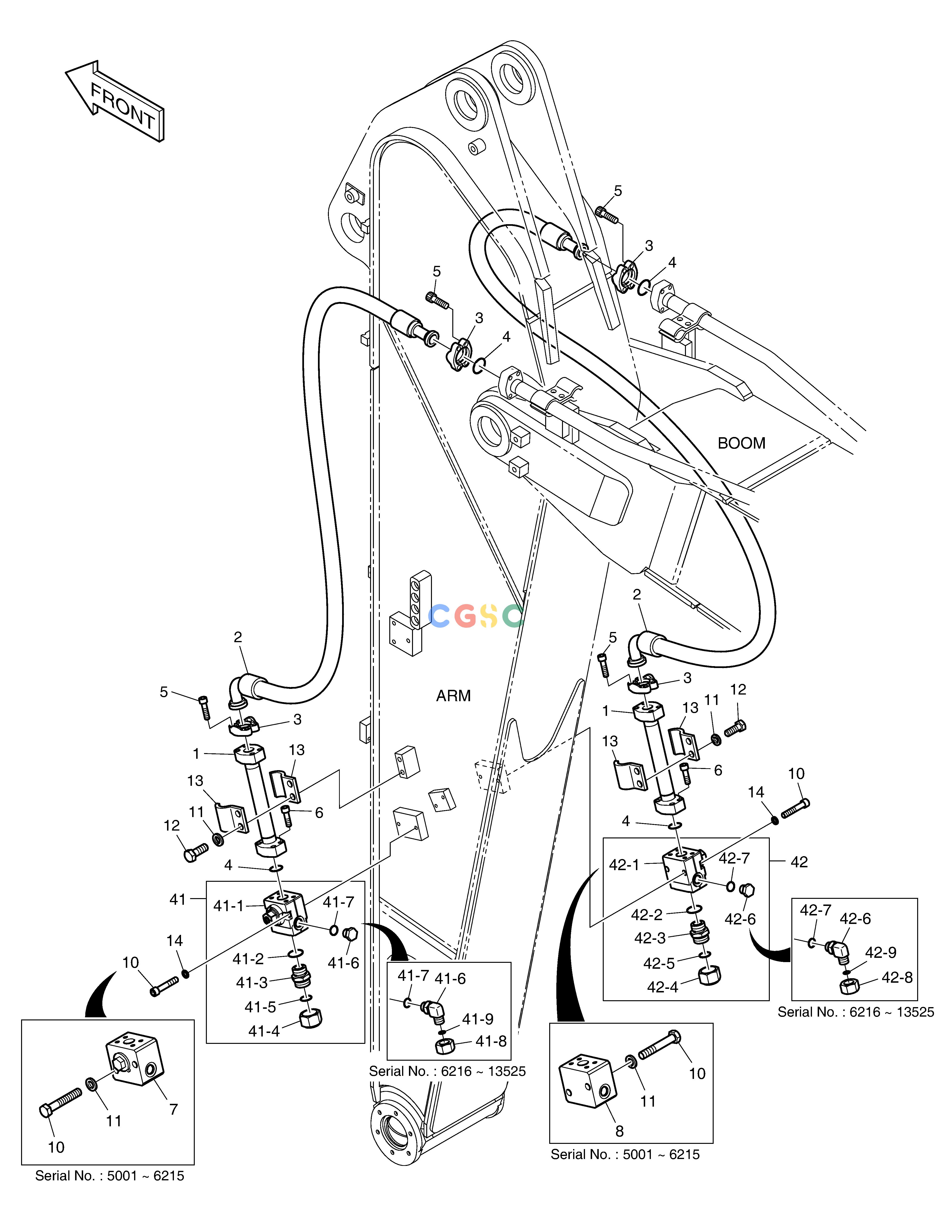 斗山零件查询ARM PIPING - ARM 2.4m(ONE & TWO WAY) DX220A / DX225LCA Doosan parts catalog online