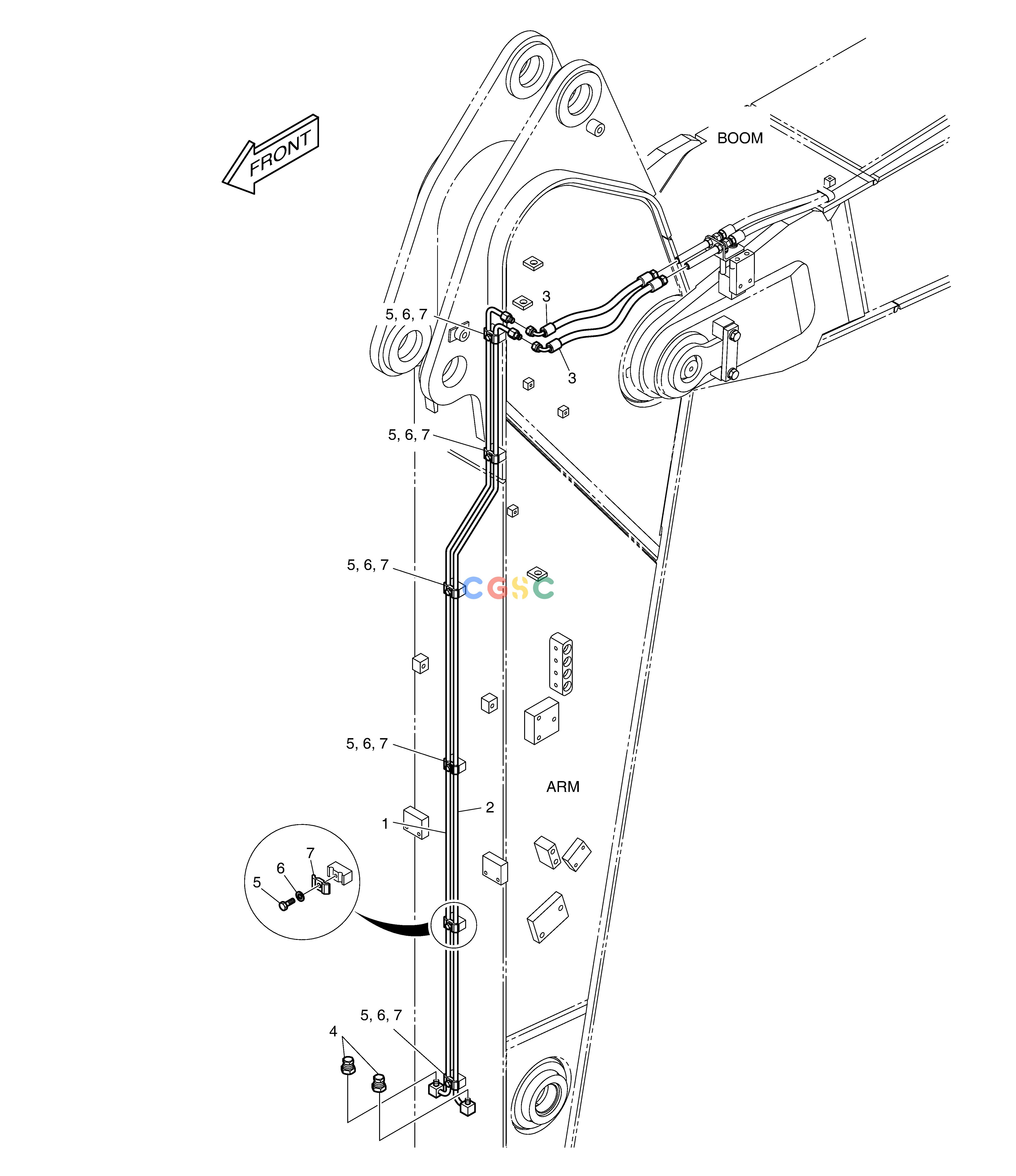 斗山零件查询ARM PIPING - ARM 2.4m(QUICK CLAMP) DX220A / DX225LCA Doosan parts catalog online