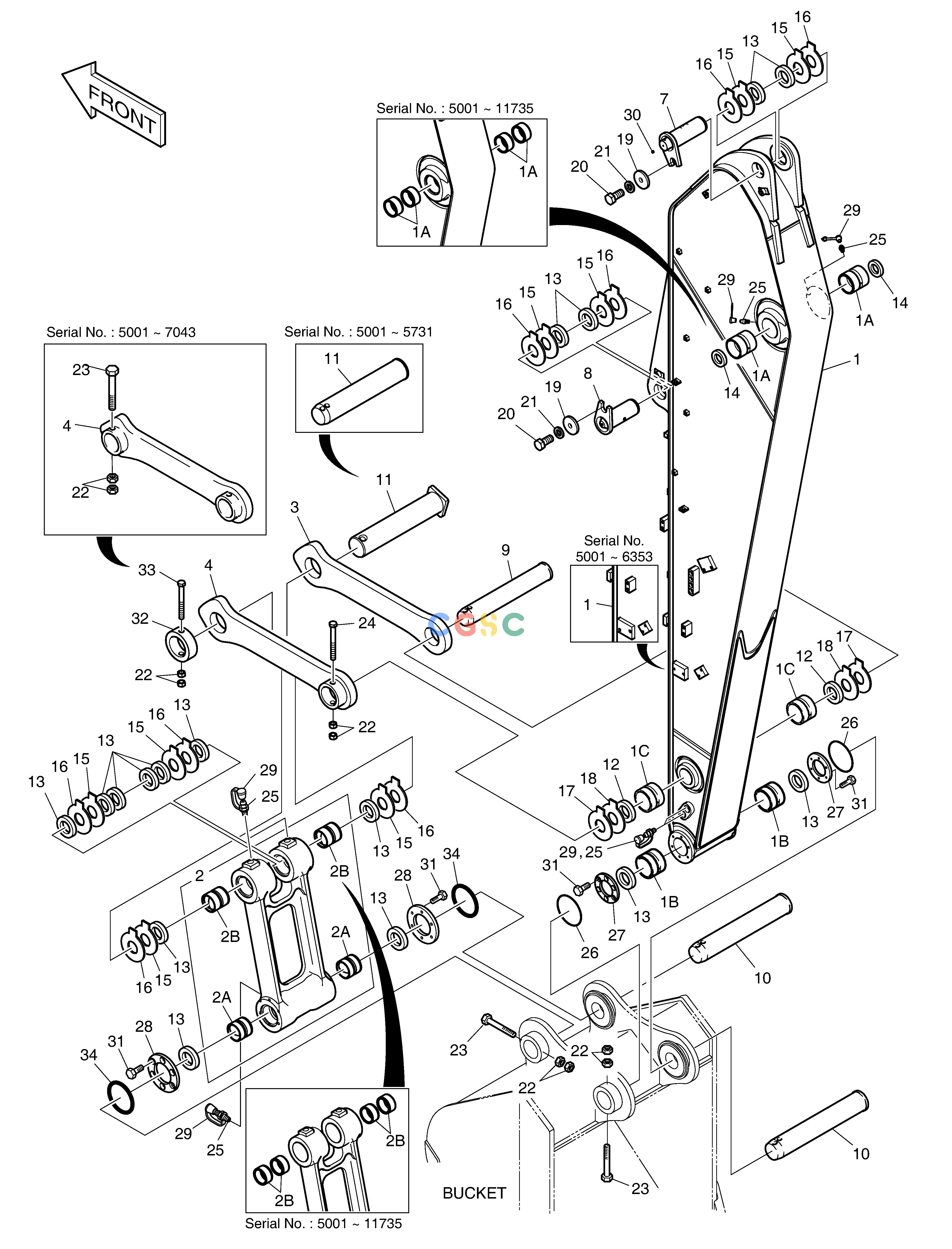 斗山零件查询ARM - 3.5m DX220A / DX225LCA Doosan parts catalog online