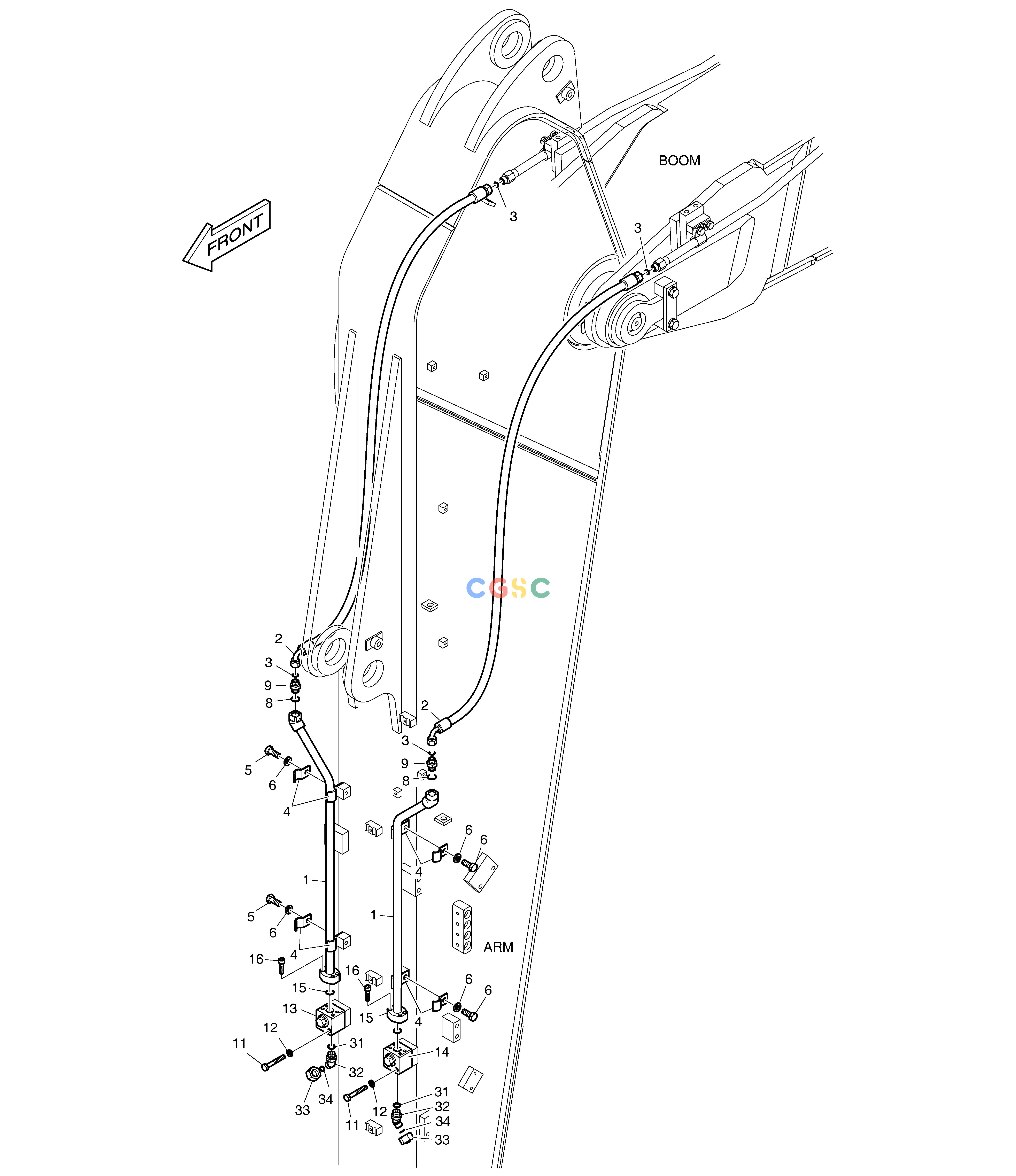 斗山零件查询ARM PIPING - ARM 3.5m(ROTATING) DX220A / DX225LCA Doosan parts catalog online