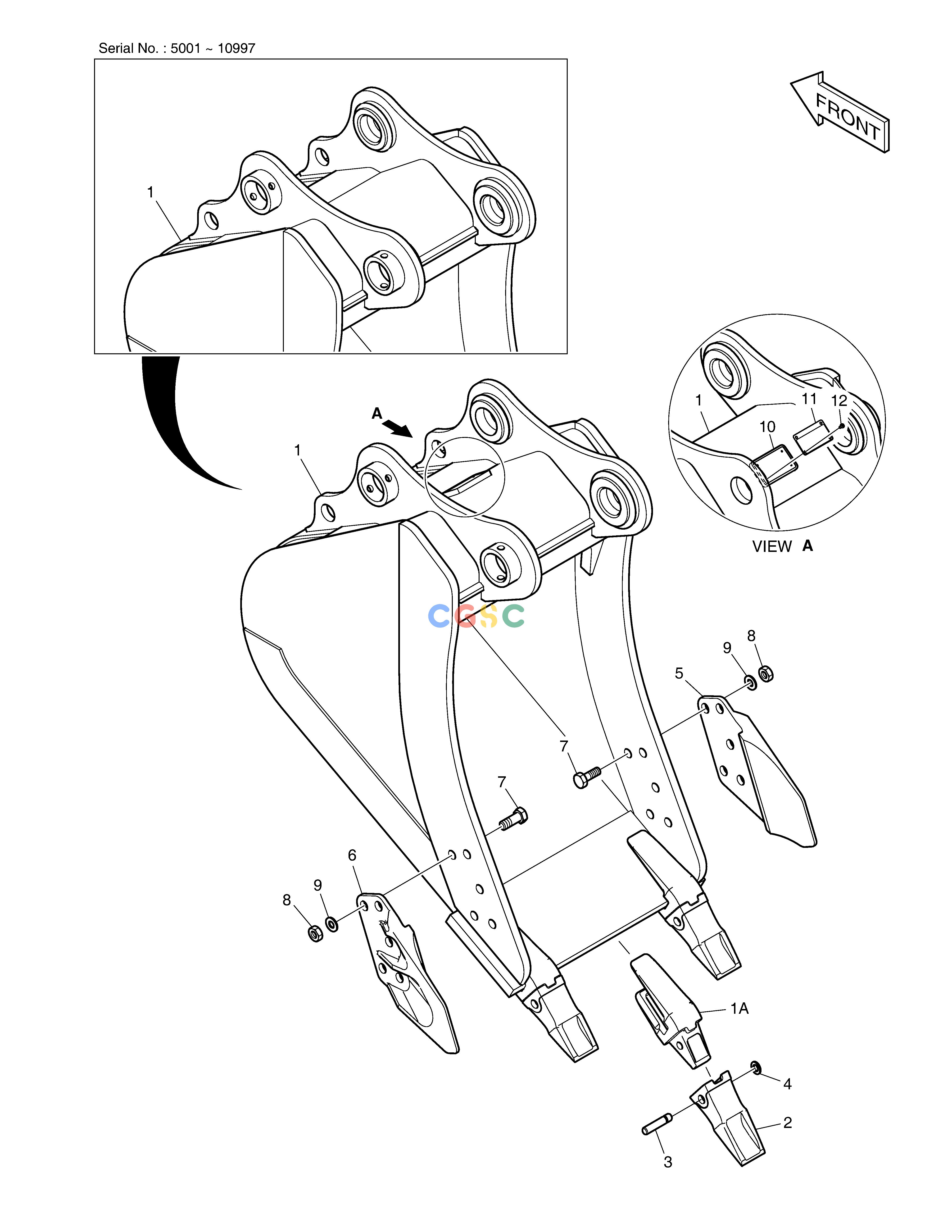 斗山零件查询BUCKET ASS'Y - 0.51m³ DX220A / DX225LCA Doosan parts catalog online