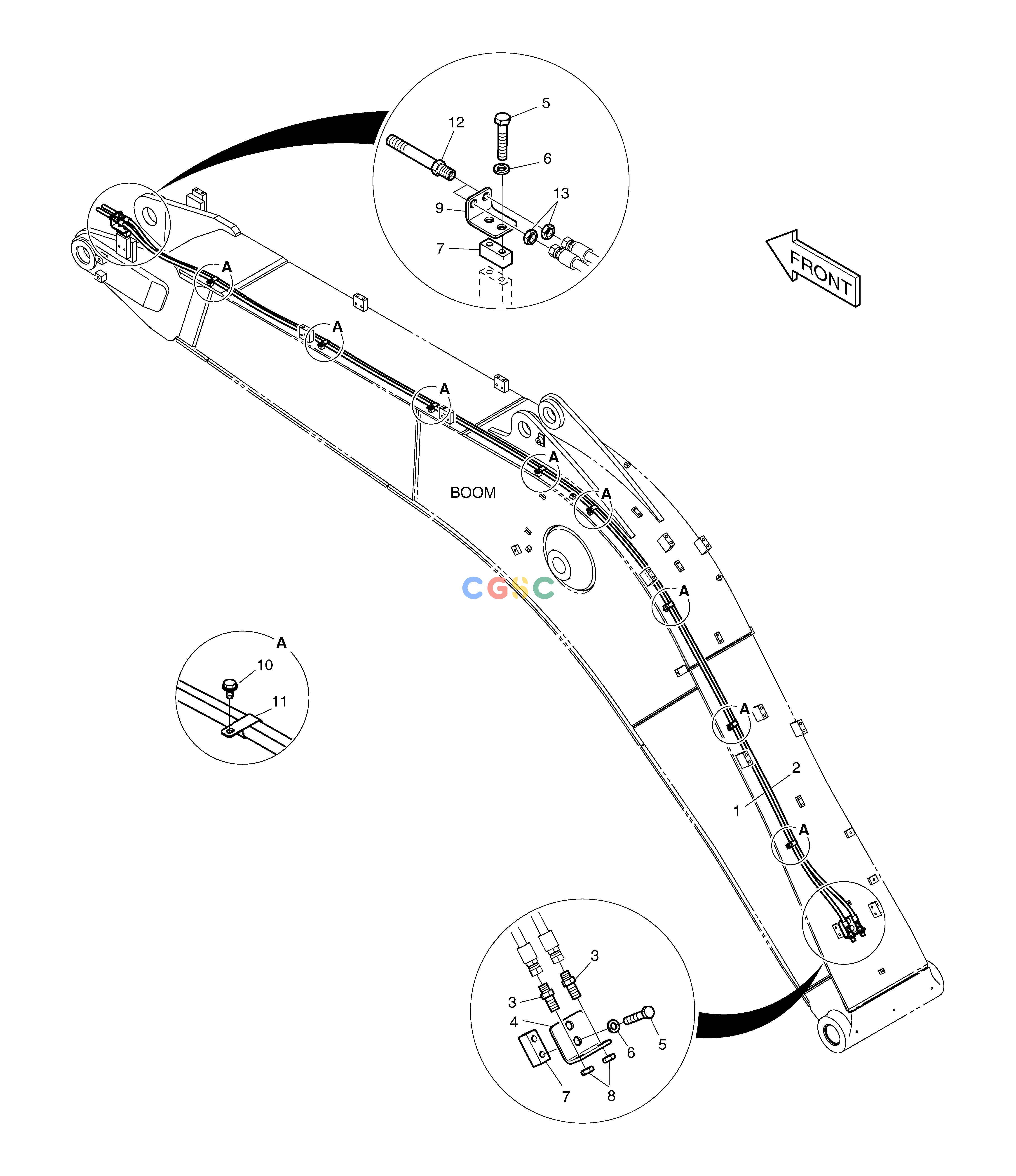 斗山零件查询BOOM PIPING - BOOM 5.2m(QUICK FIT) DX220A / DX225LCA Doosan parts catalog online