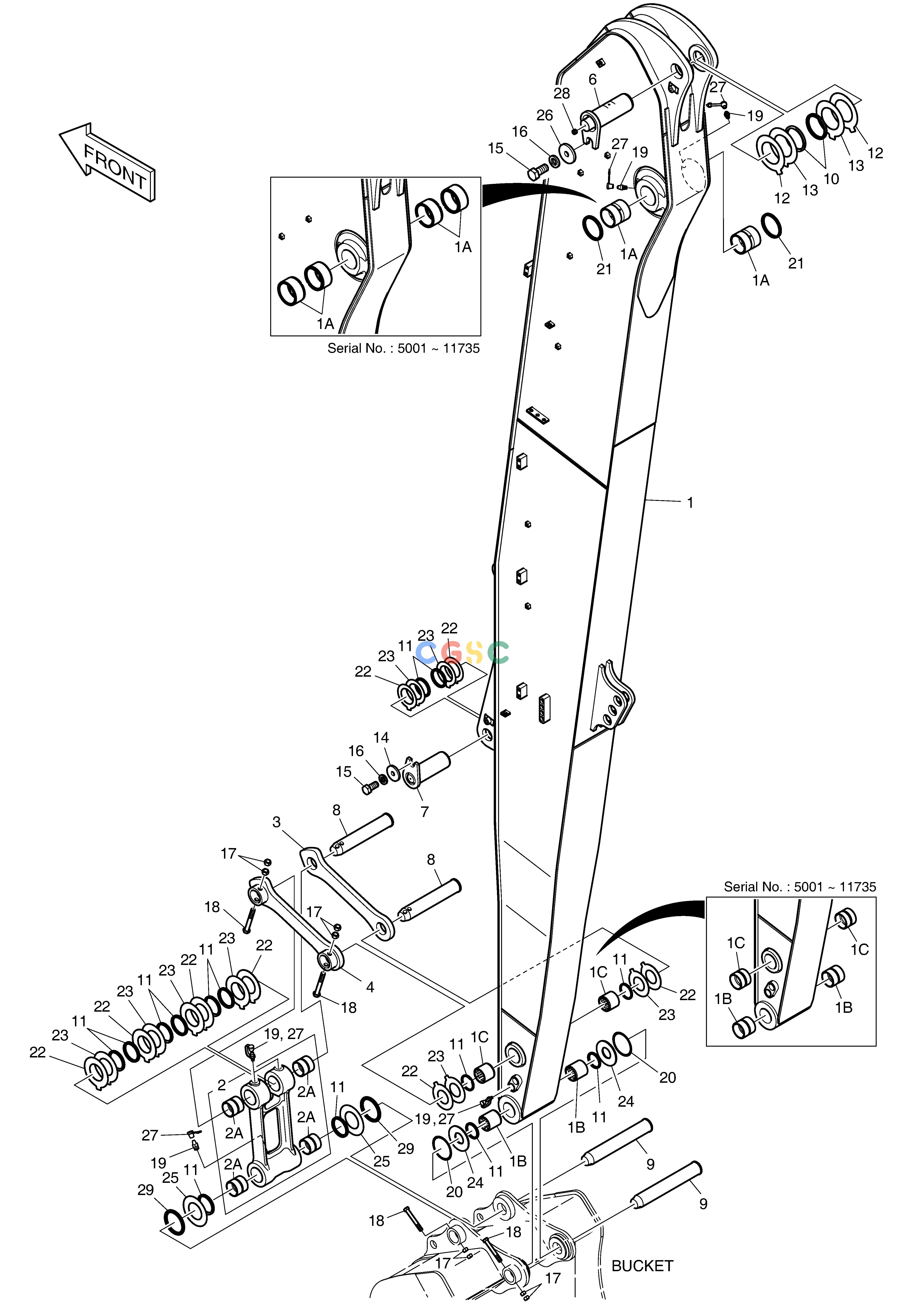 斗山零件查询ARM - 6.2m DX220A / DX225LCA Doosan parts catalog online