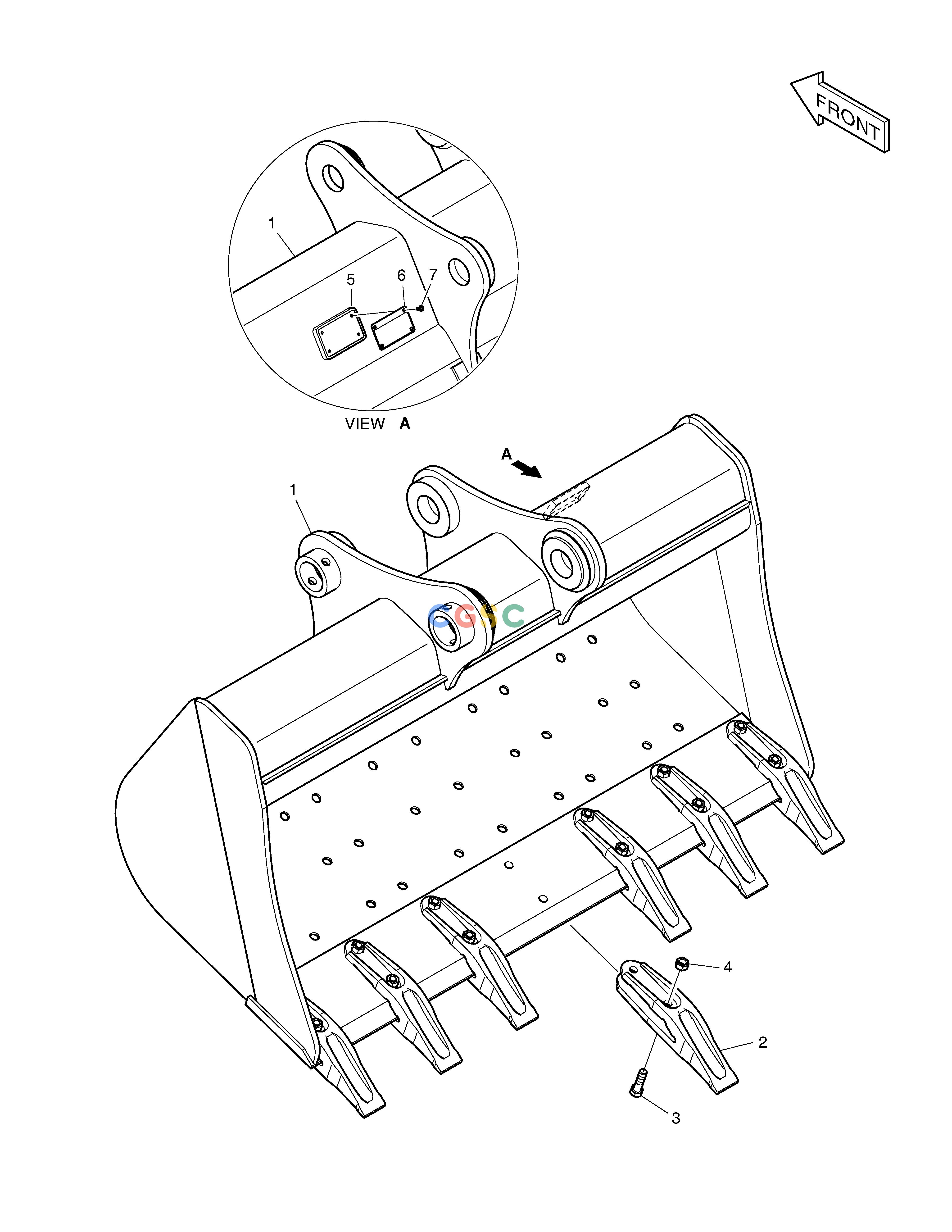 斗山零件查询BUCKET ASS'Y - 0.45m³ - DITCH CLEANING DX220A / DX225LCA Doosan parts catalog online