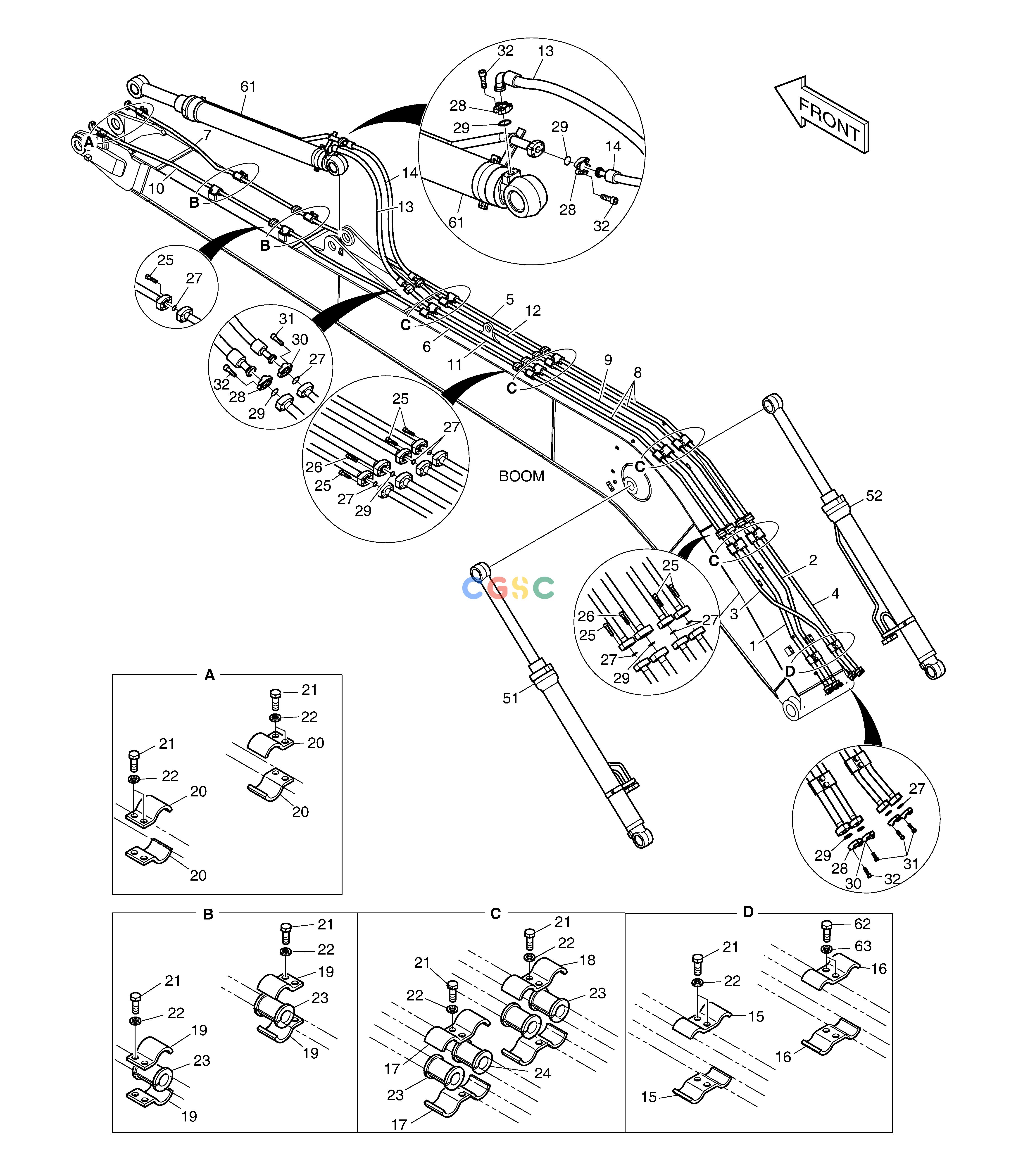 斗山零件查询BOOM PIPING - BOOM 8.5m DX220A / DX225LCA Doosan parts catalog online