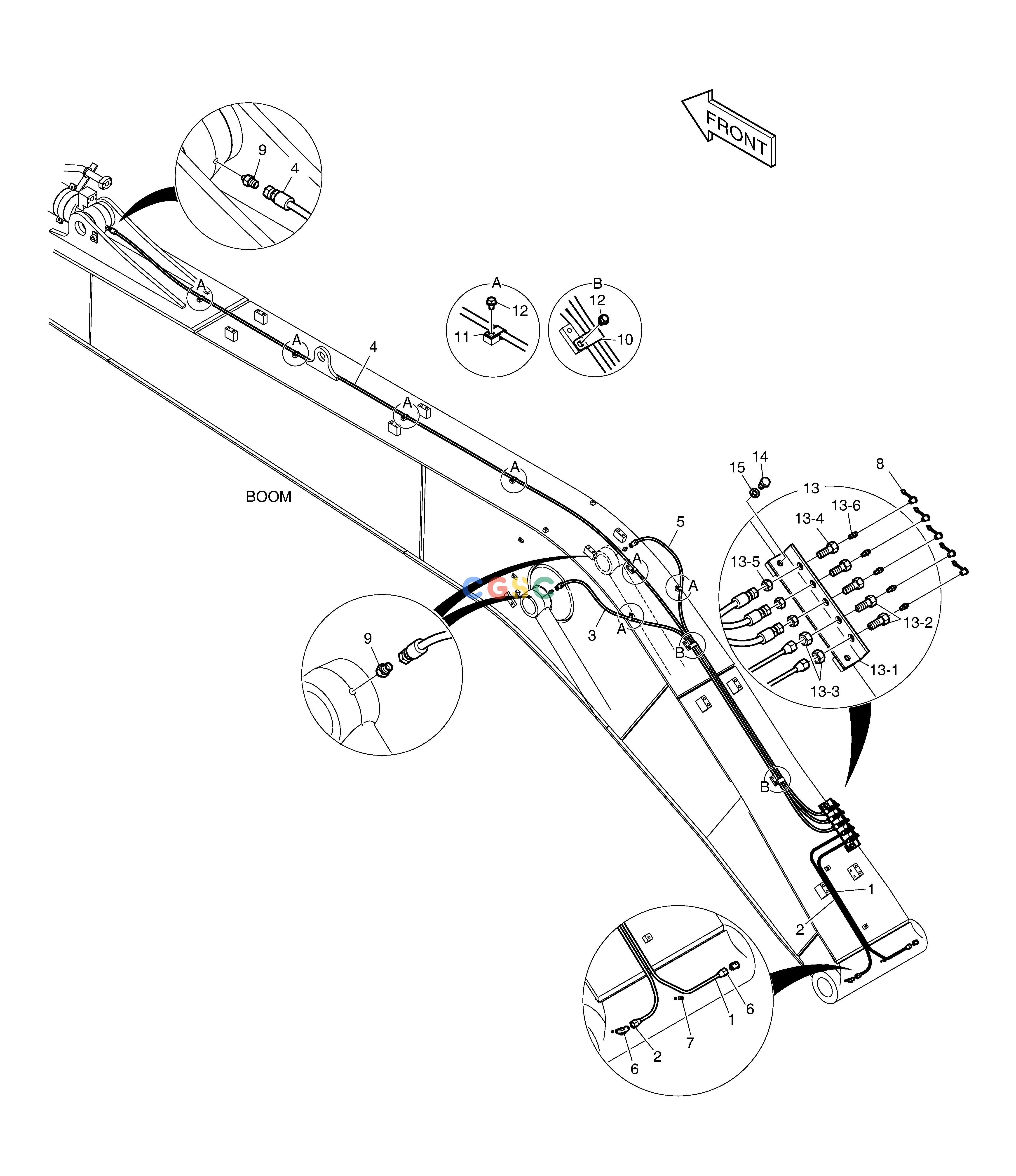 斗山零件查询LUBRICATION PIPING - BOOM 8.5m DX220A / DX225LCA Doosan parts catalog online
