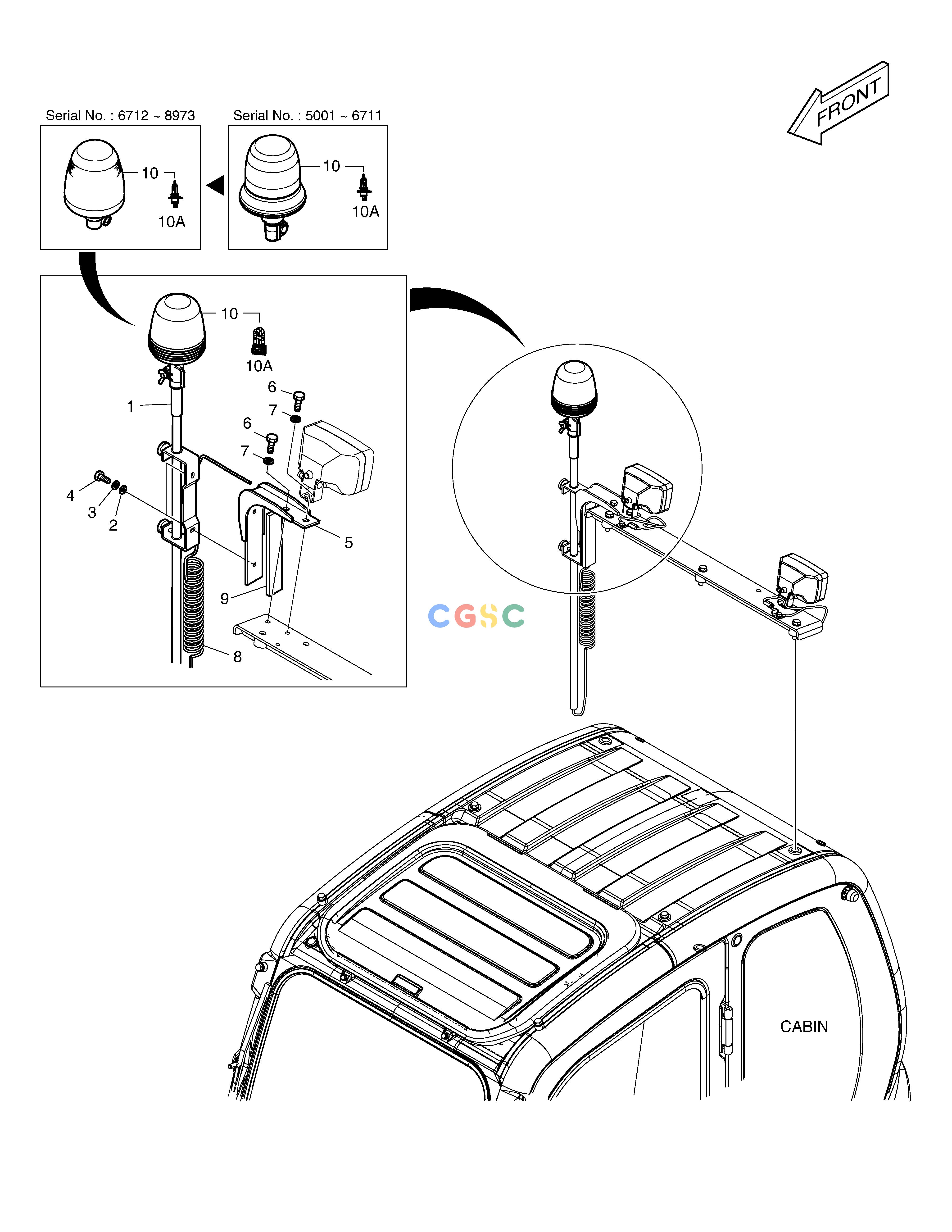 斗山零件查询ROTATING BEACON(TELESCOPIC) WITH LAMP DX220A / DX225LCA Doosan parts catalog online