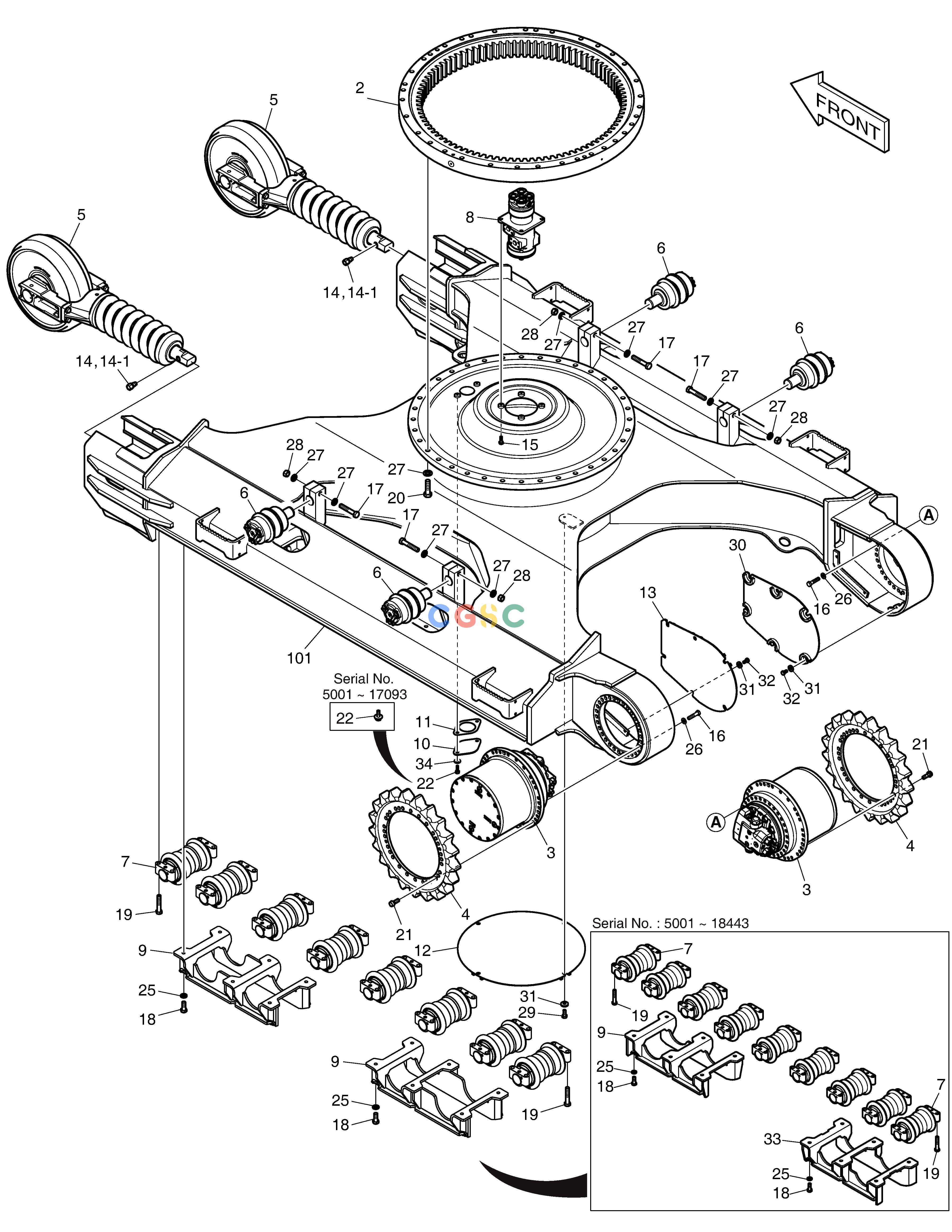 斗山零件查询TRACK FRAME - HEAVY DUTY(DX225LCA) DX220A / DX225LCA Doosan parts catalog online