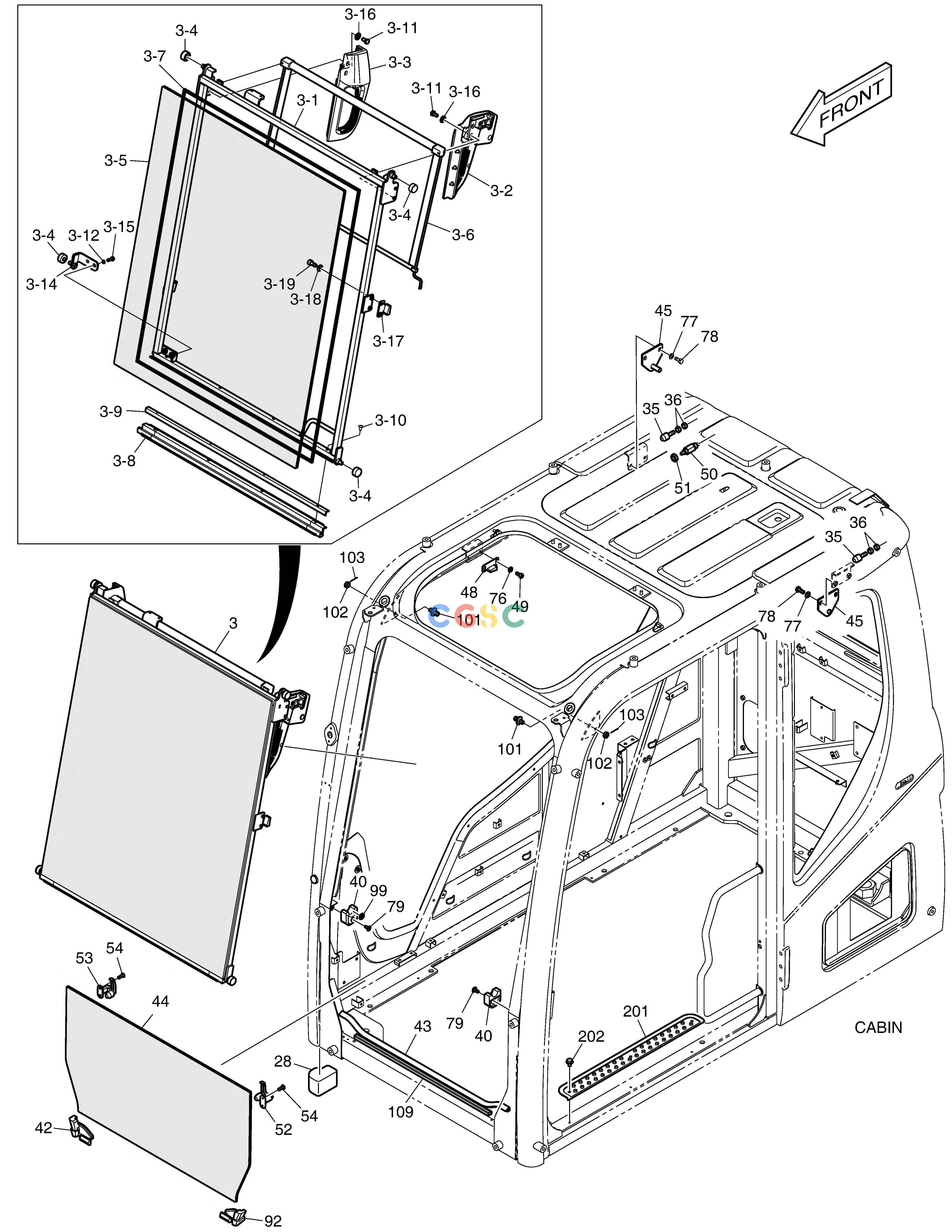 斗山零件查询CABIN(2) - ROPS DX220A / DX225LCA Doosan parts catalog online