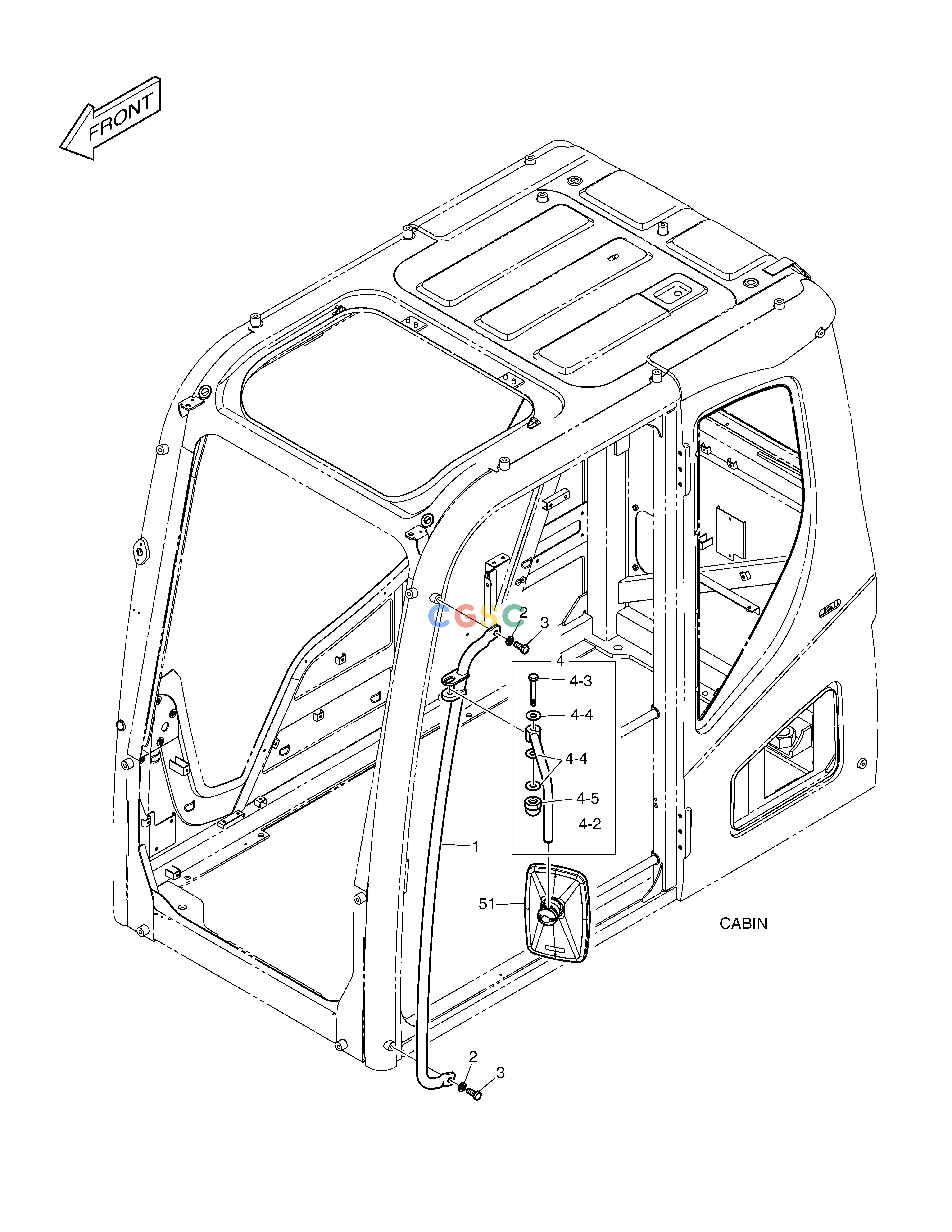 斗山零件查询HANDLE - CABIN(ROPS) DX220A / DX225LCA Doosan parts catalog online