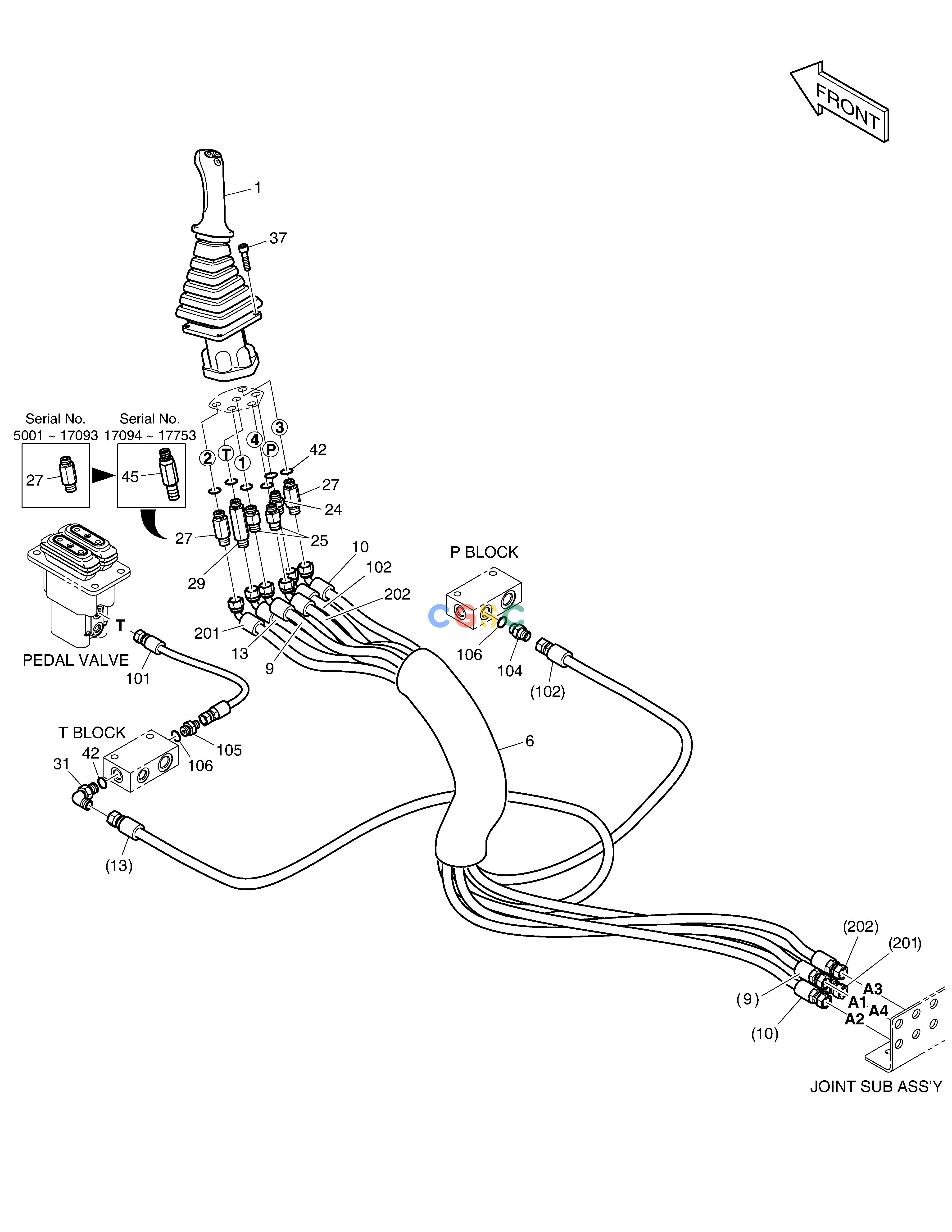 斗山零件查询PILOT PIPING(1) - ROPS DX220A / DX225LCA Doosan parts catalog online