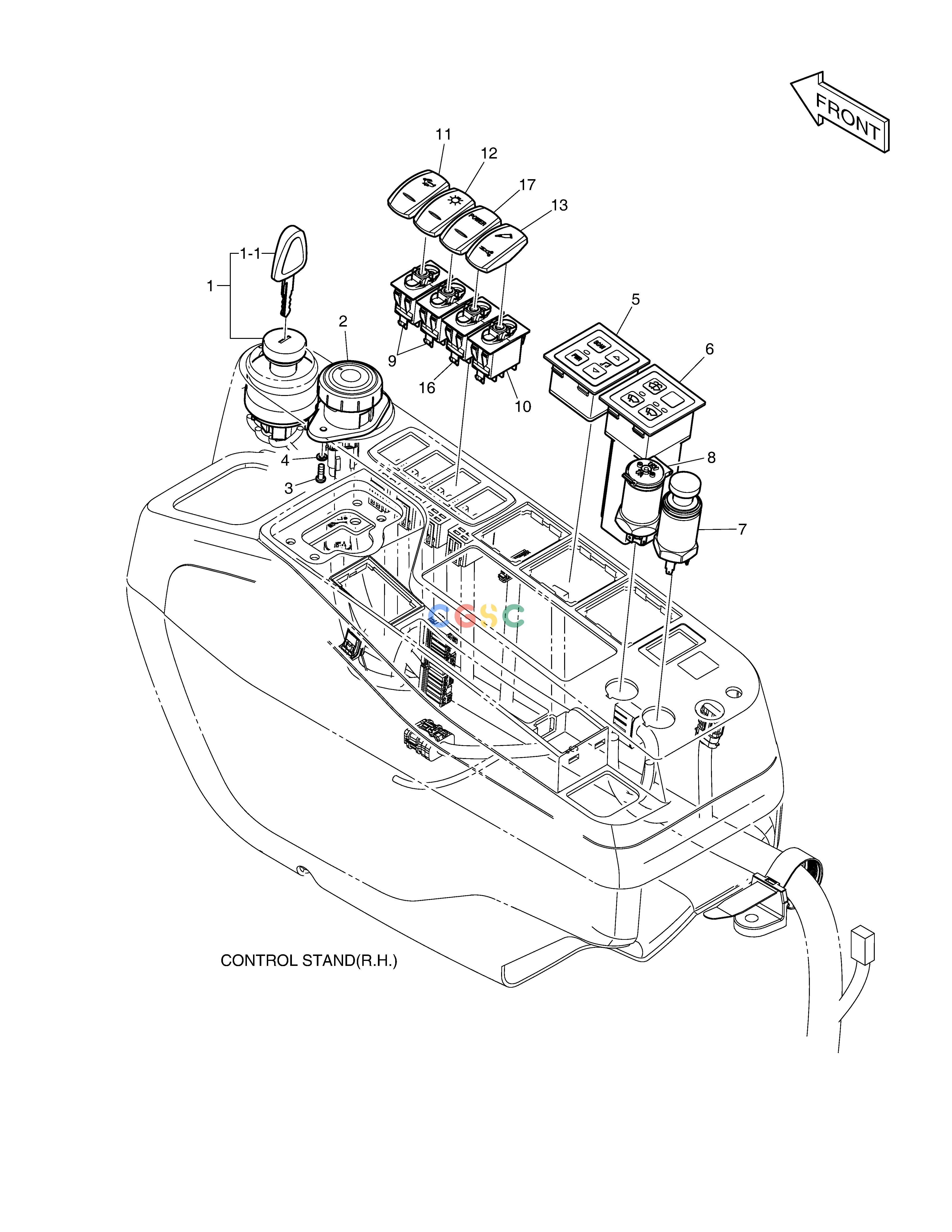 斗山零件查询ELECTRIC PARTS - CONTROL STAND(ROPS) DX220A / DX225LCA Doosan parts catalog online