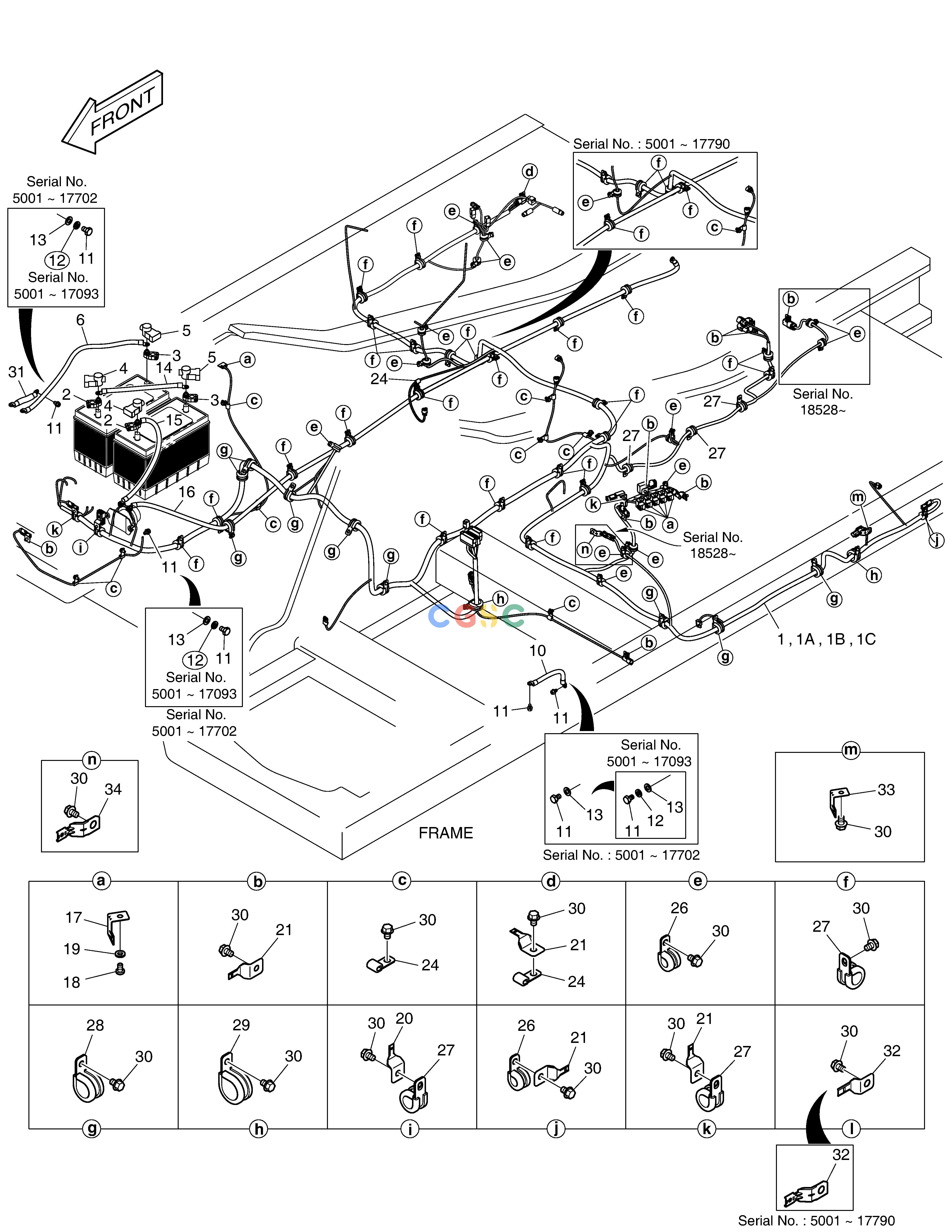 斗山零件查询ELECTRIC WIRING - ROPS DX220A / DX225LCA Doosan parts catalog online