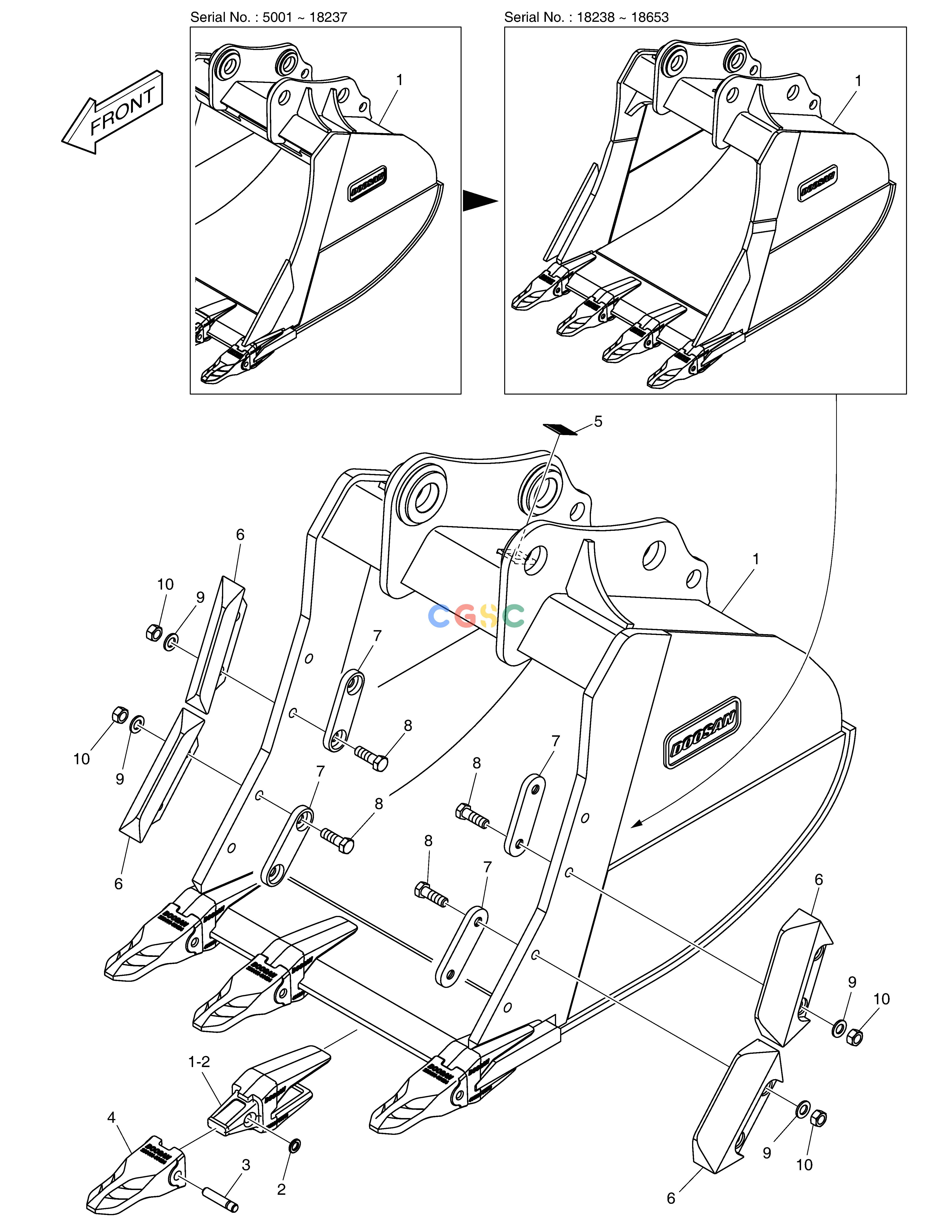斗山零件查询BUCKET ASS´Y - 0.91m³ - S CLASS DX220A / DX225LCA Doosan parts catalog online