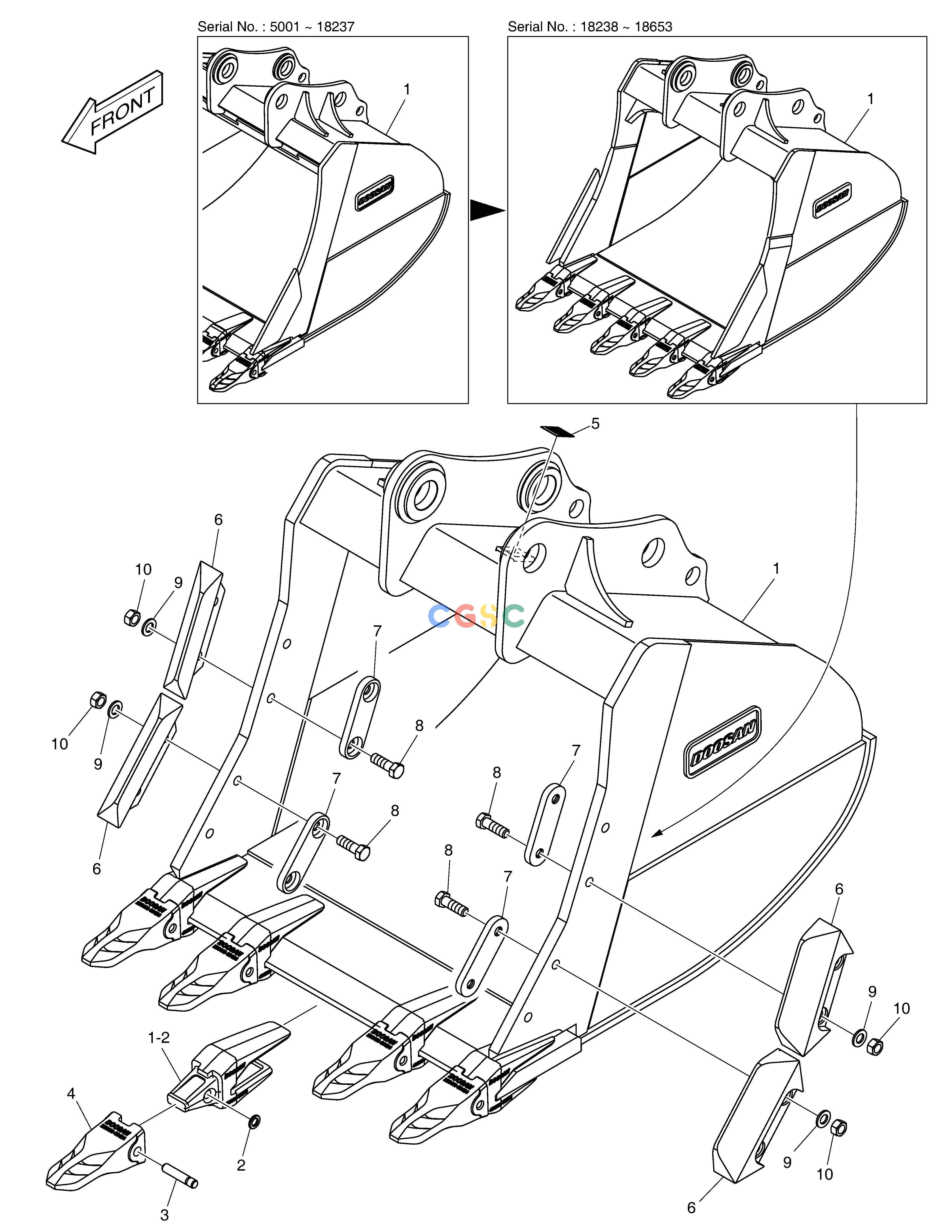 斗山零件查询BUCKET ASS´Y - 1.07m³ - S CLASS DX220A / DX225LCA Doosan parts catalog online