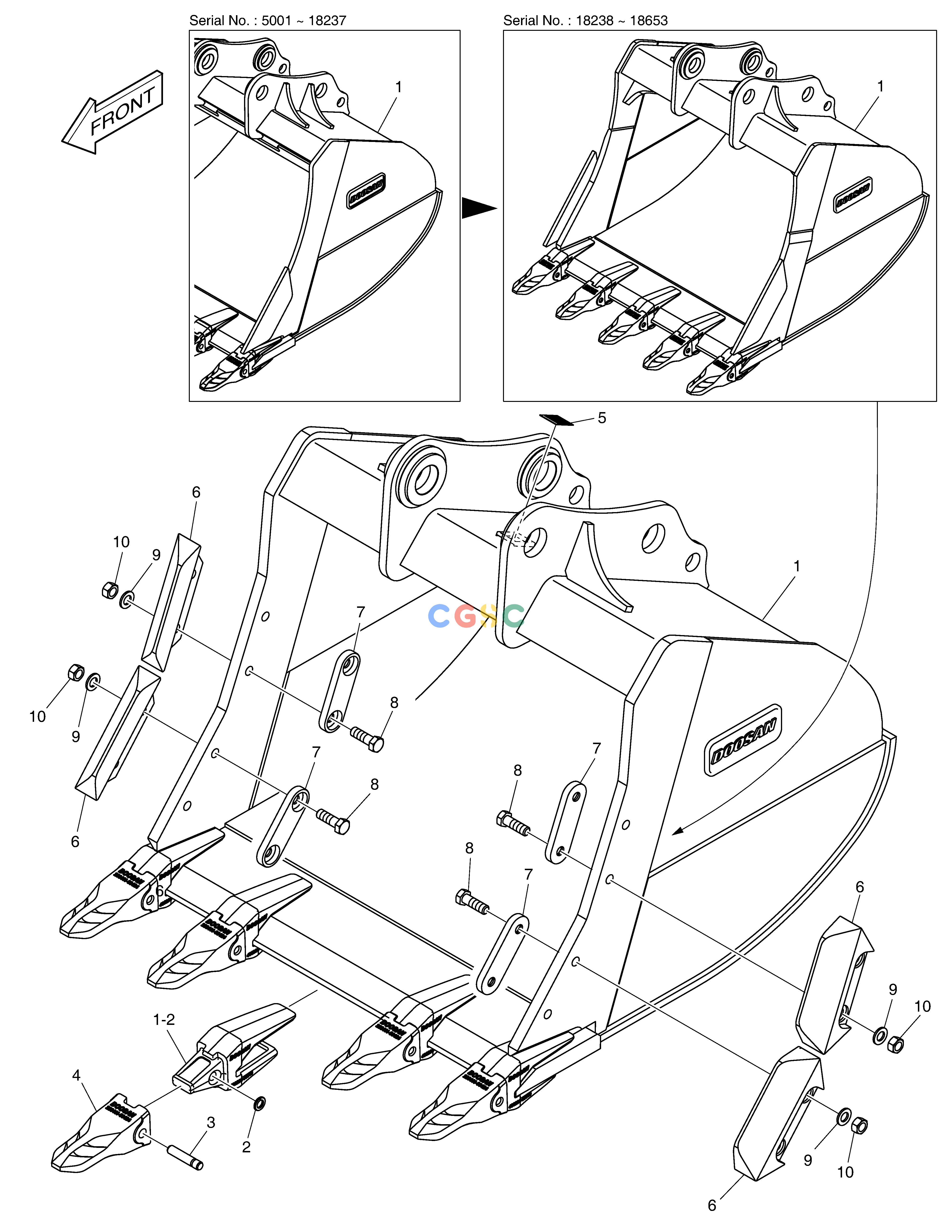 斗山零件查询BUCKET ASS´Y - 1.23m³ - S CLASS DX220A / DX225LCA Doosan parts catalog online