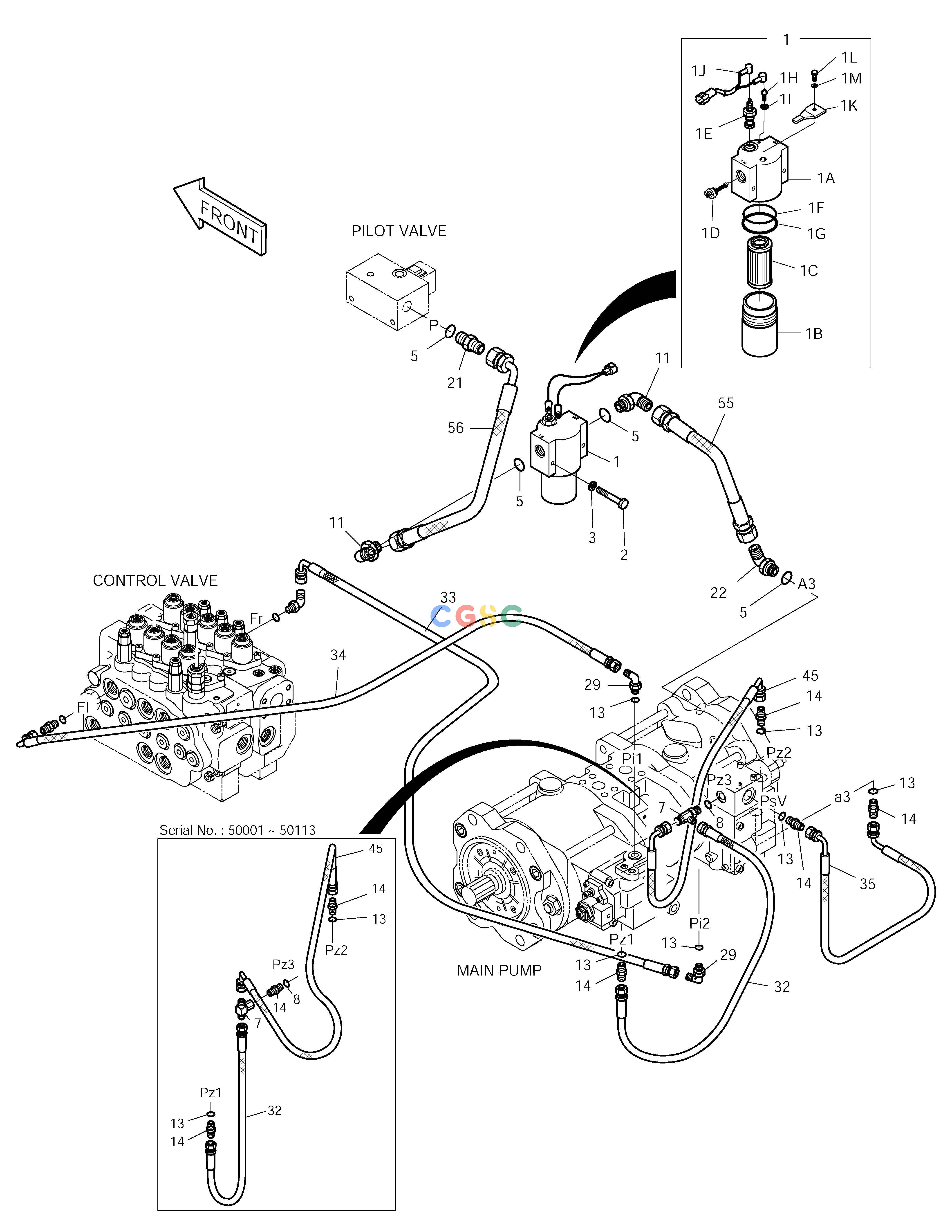 斗山零件查询PILOT PIPING(1) SOLAR 155LC-V Doosan parts catalog online