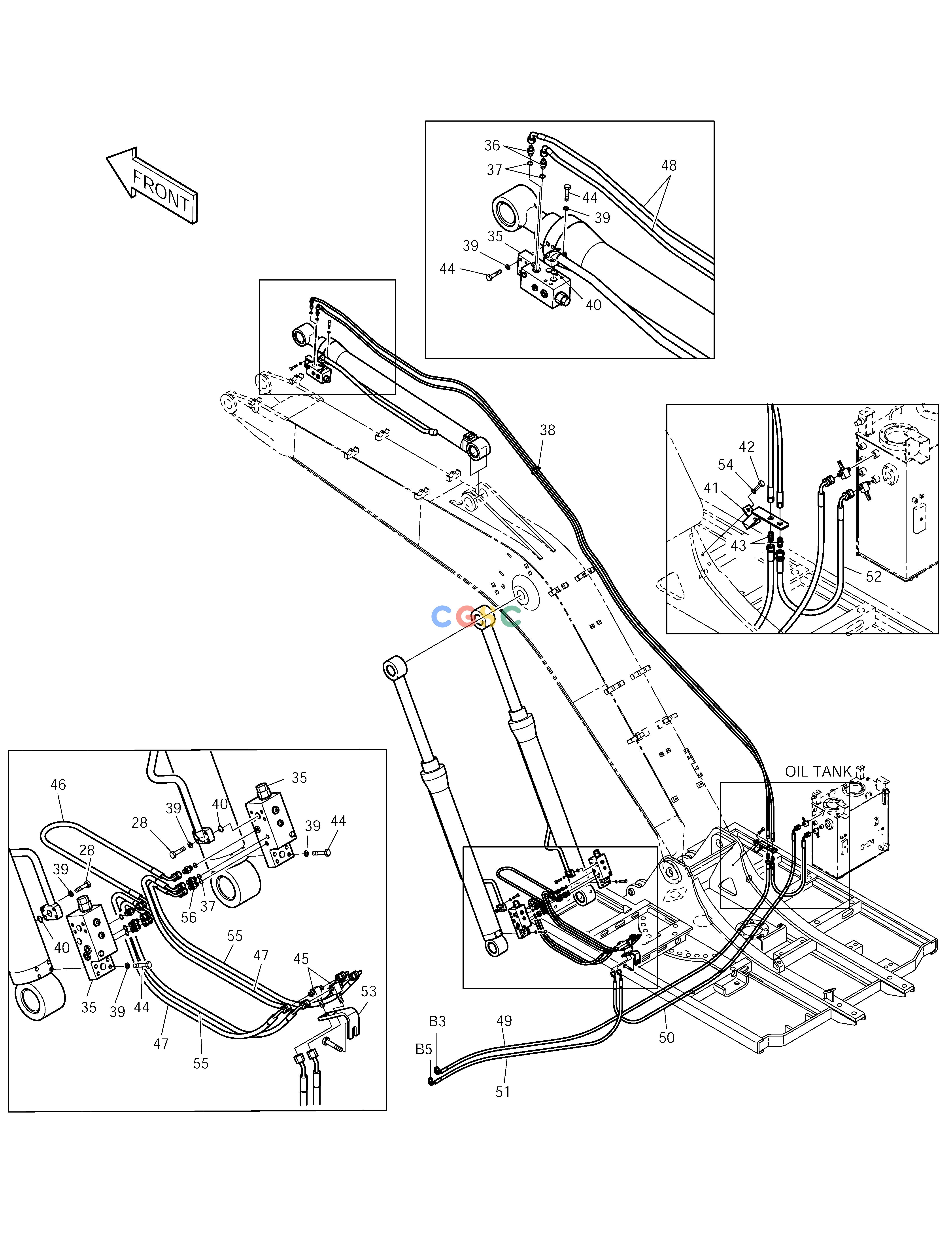 斗山零件查询FRONT PIPING-BOOM 4.6m+ARM 3m-L.V.(2) SOLAR 155LC-V Doosan parts catalog online