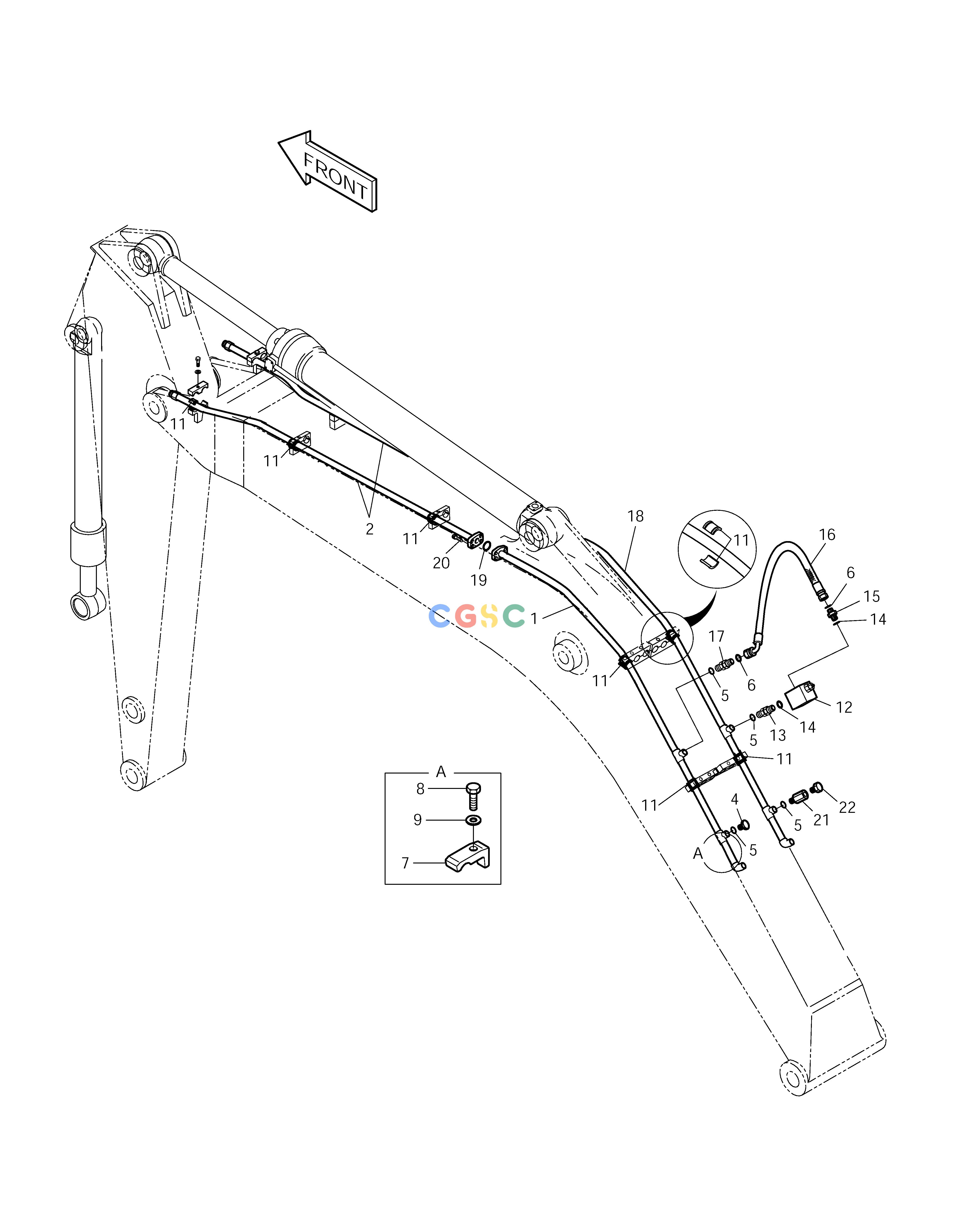 斗山零件查询BOOM PIPING-BOOM 4.6m(ONE WAY) SOLAR 155LC-V Doosan parts catalog online