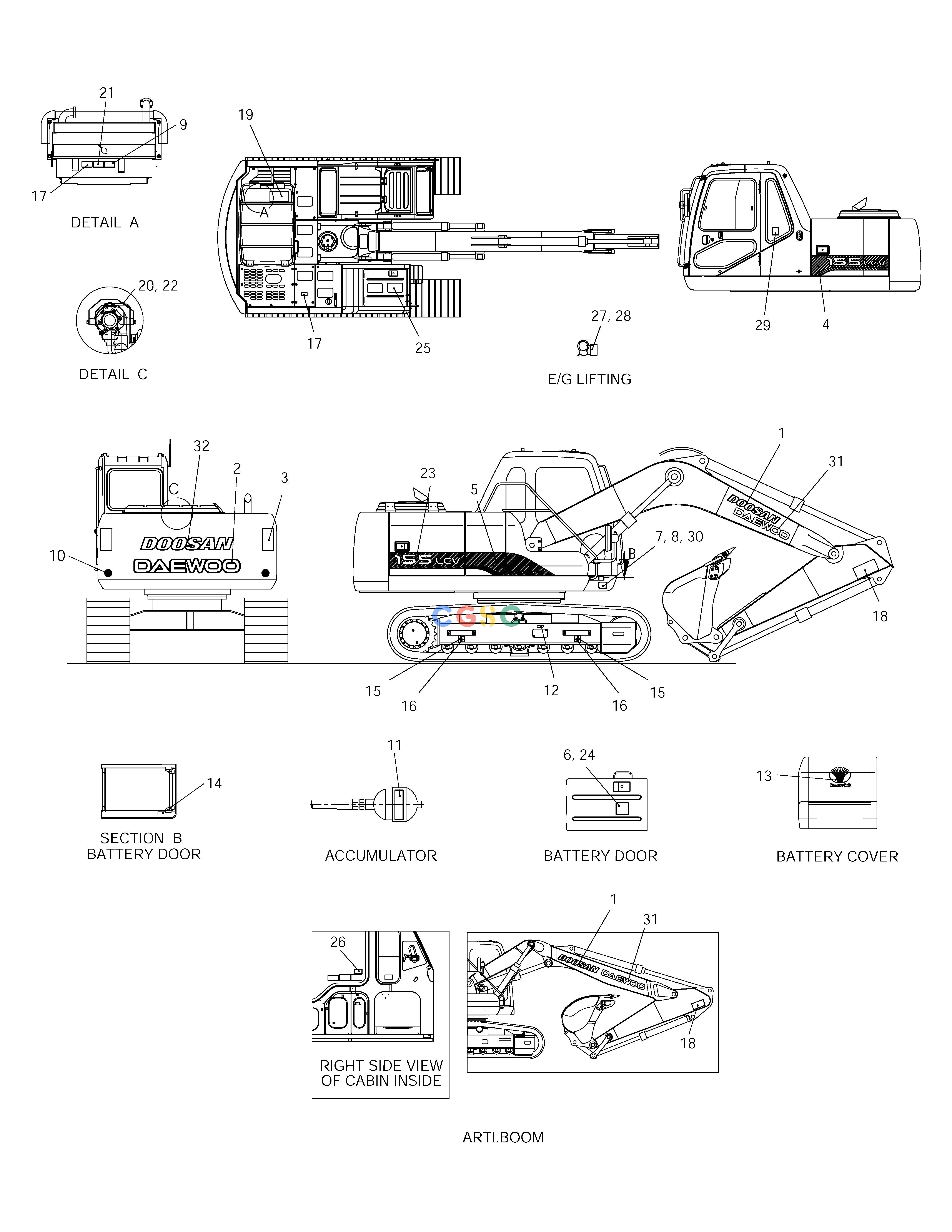 斗山零件查询NAME PLATE-EUROPE SOLAR 155LC-V Doosan parts catalog online