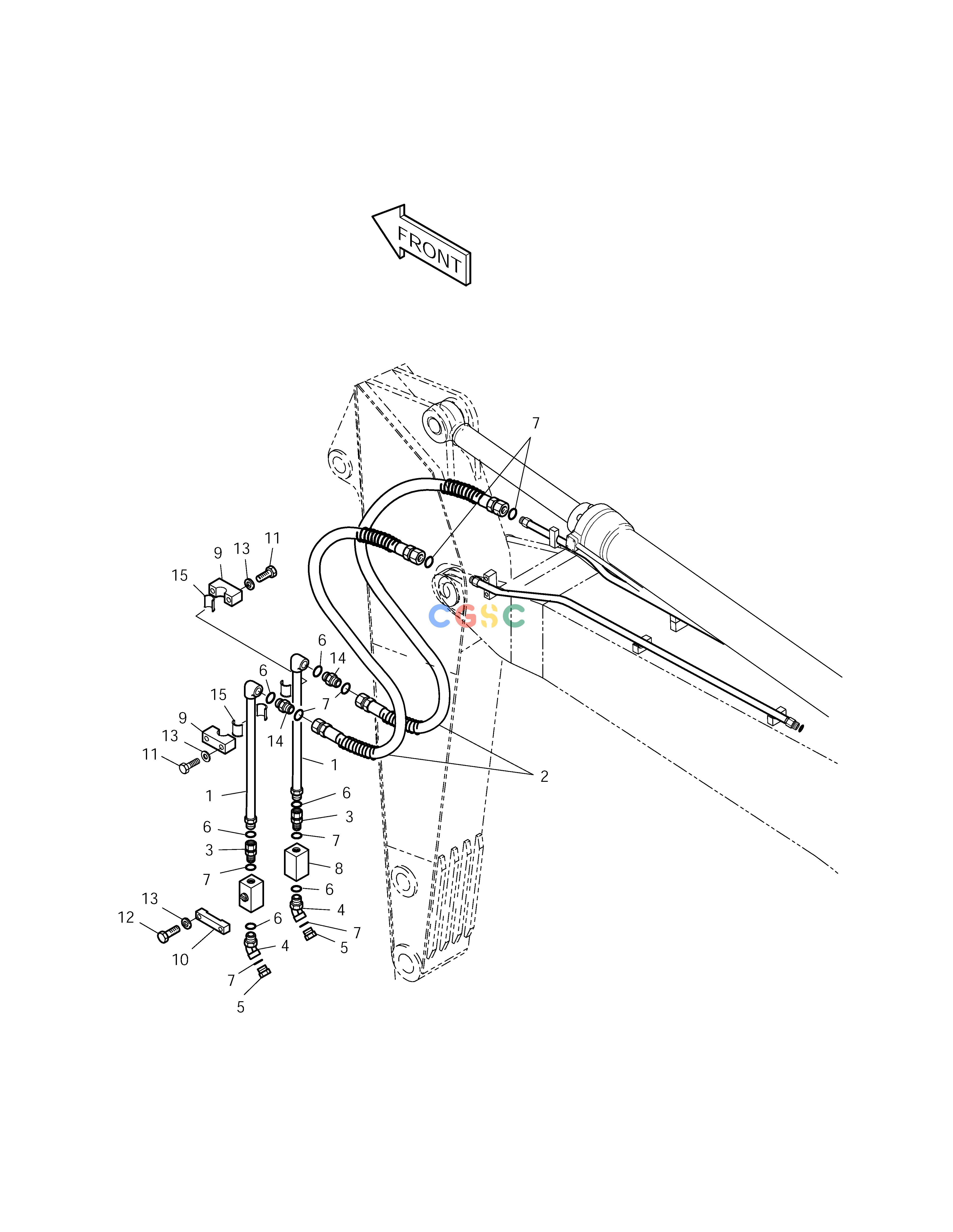 斗山零件查询ARM PIPING-ARM 1.9m(ONE WAY) SOLAR 155LC-V Doosan parts catalog online