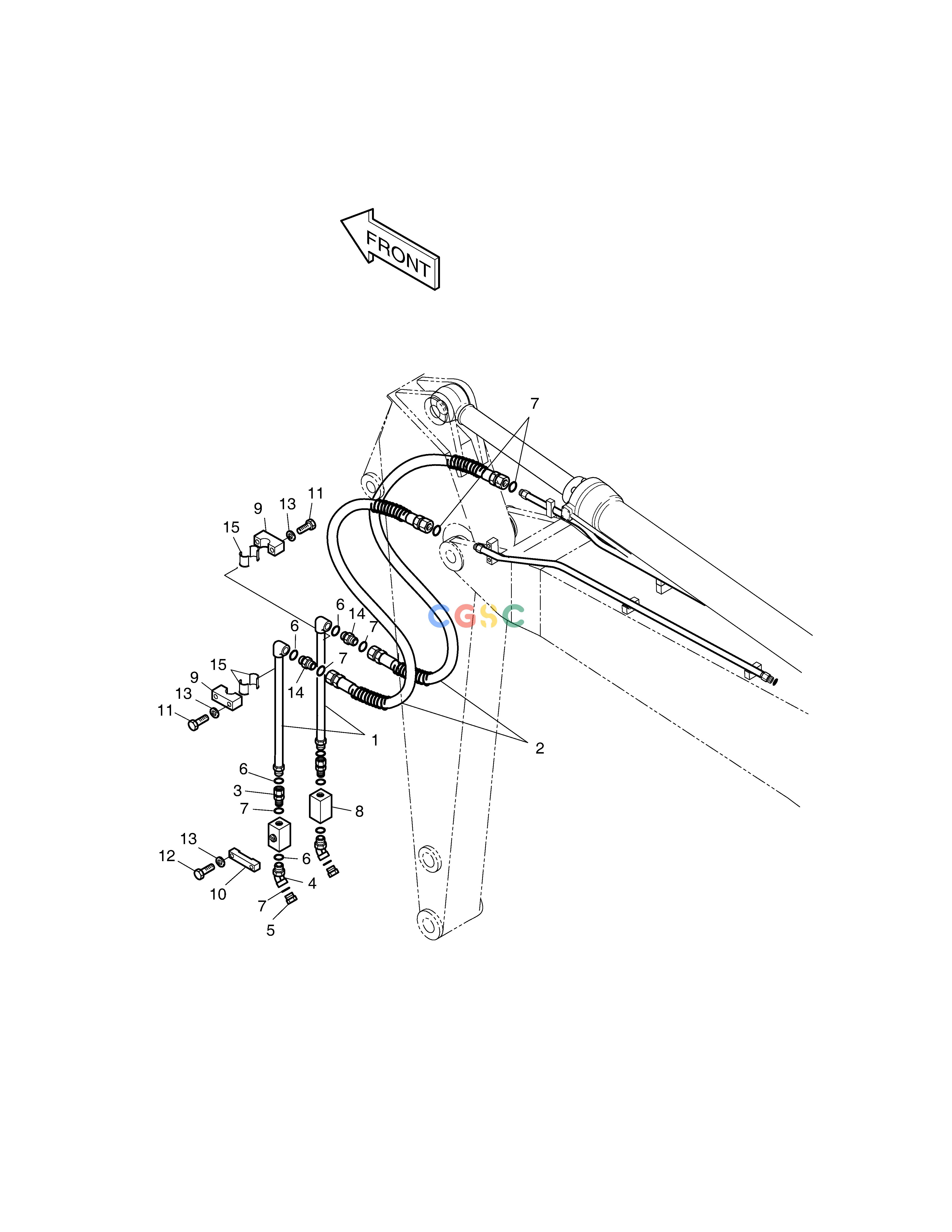 斗山零件查询ARM PIPING-ARM 2.5m(ONE WAY) SOLAR 155LC-V Doosan parts catalog online