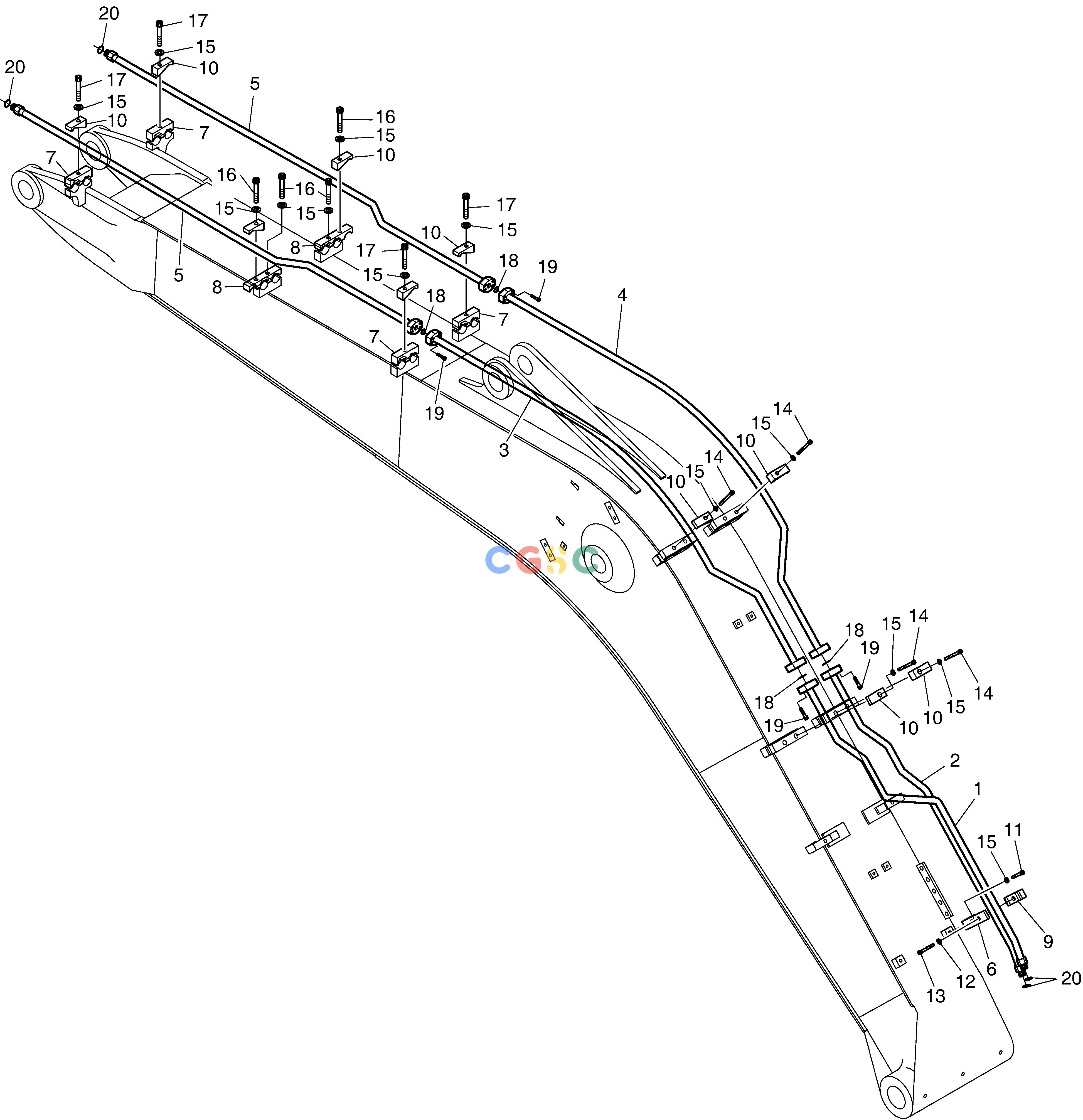 斗山零件查询BOOM PIPING-ROTATING & TILTING SOLAR 155LC-V Doosan parts catalog online