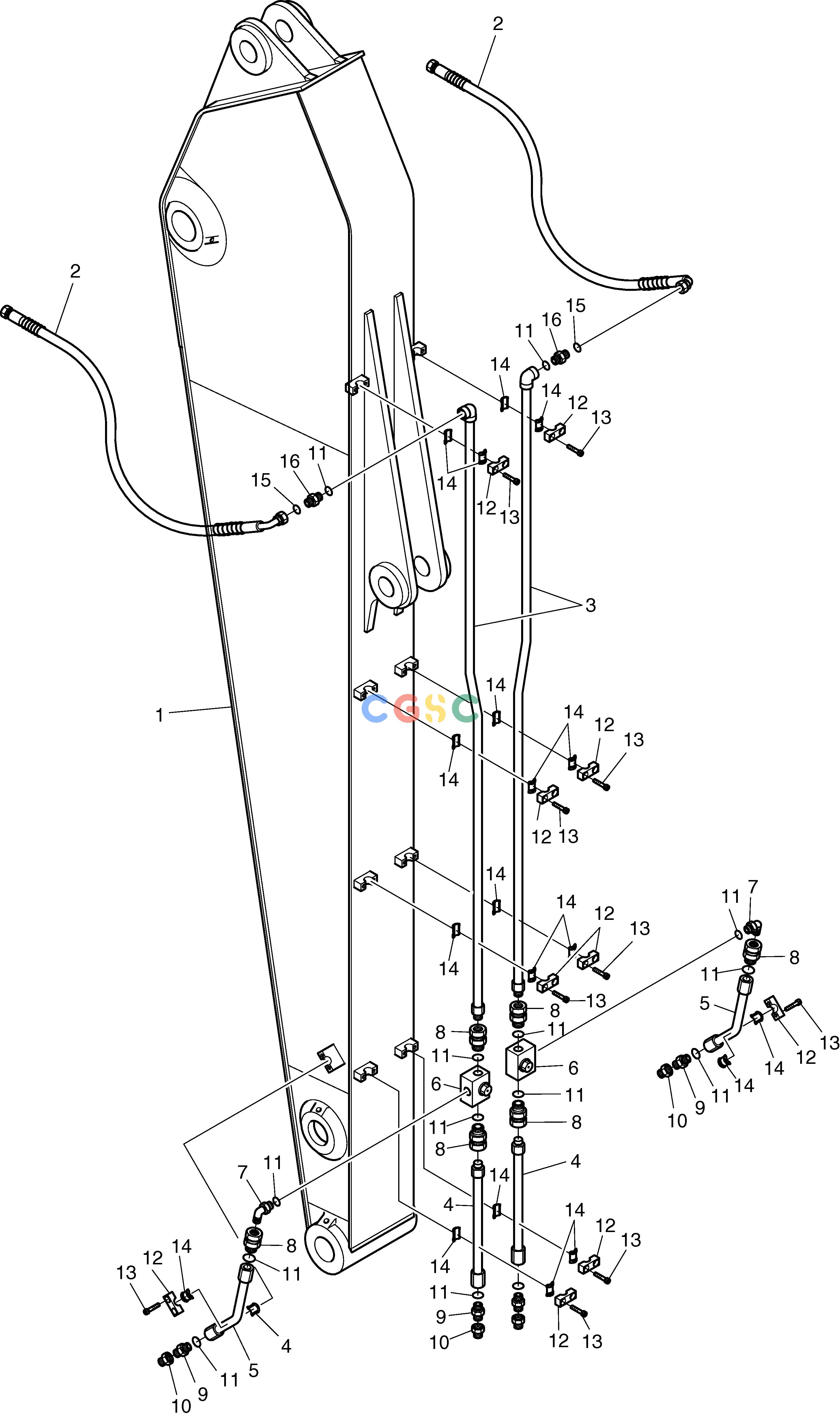 斗山零件查询ARM PIPING(2.5m)-ROTATING & TILTING SOLAR 155LC-V Doosan parts catalog online