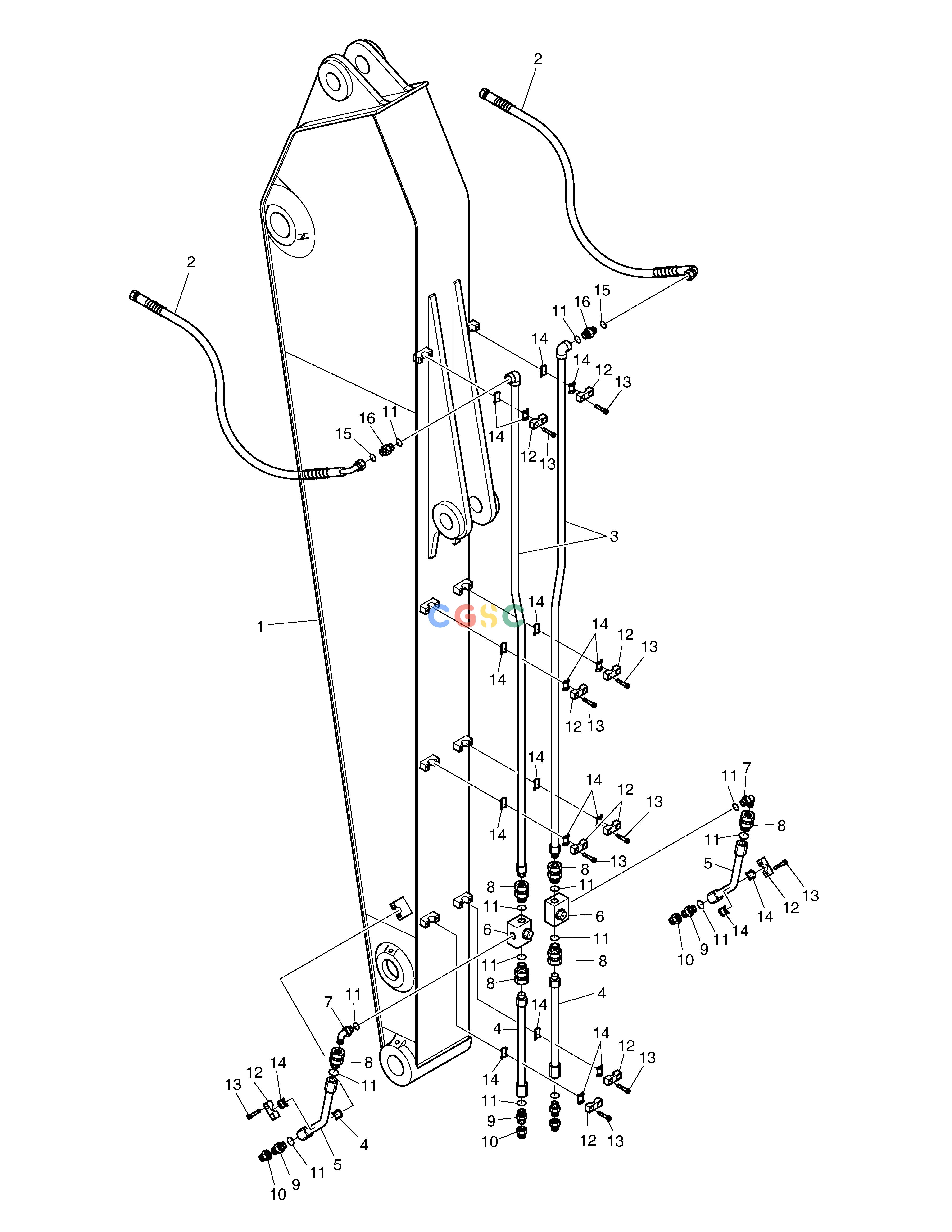 斗山零件查询ARM PIPING(3.0m)-ROTATING & TILTING SOLAR 155LC-V Doosan parts catalog online