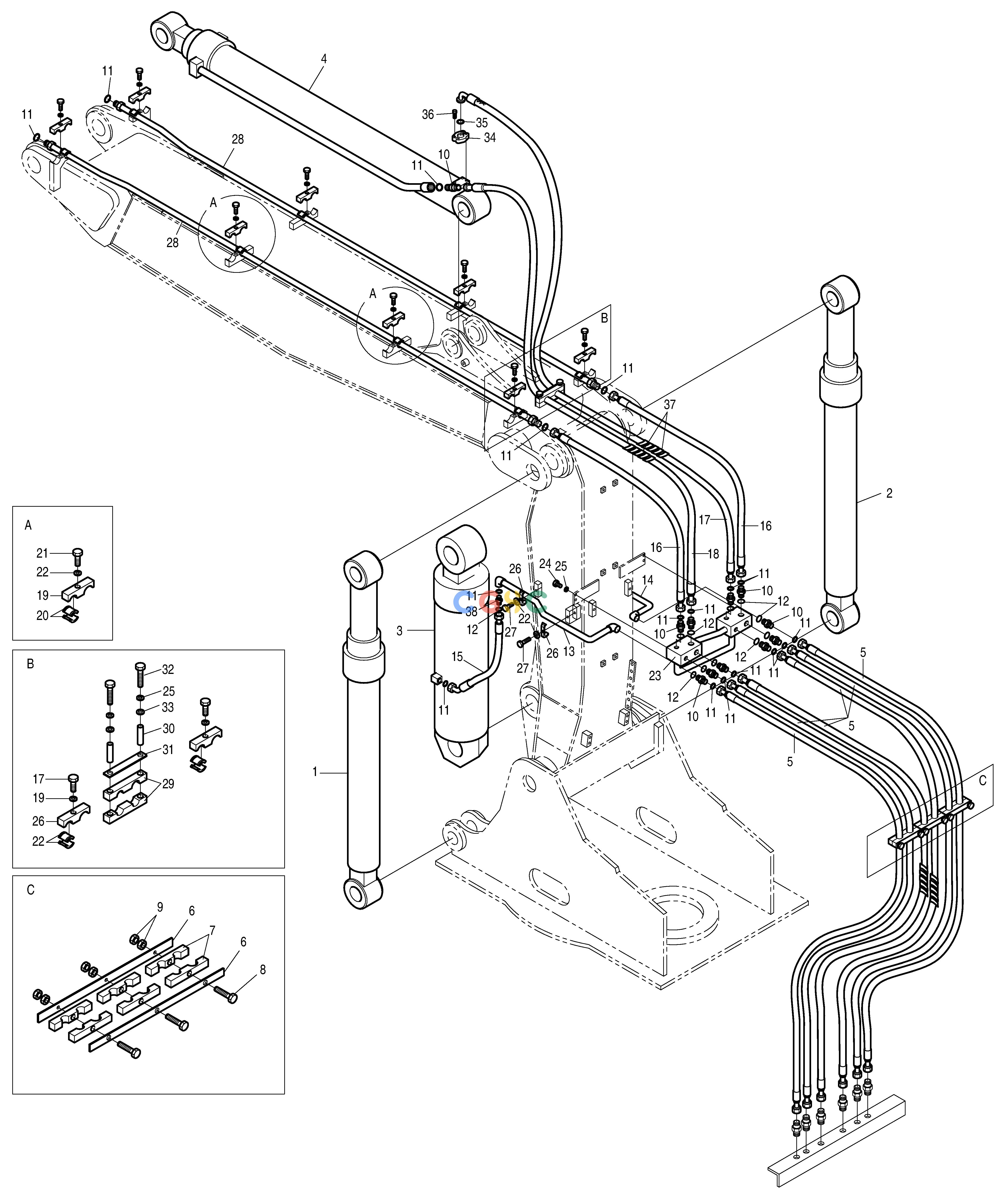 斗山零件查询FRONT PIPING-ARTI.BOOM SOLAR 155LC-V Doosan parts catalog online