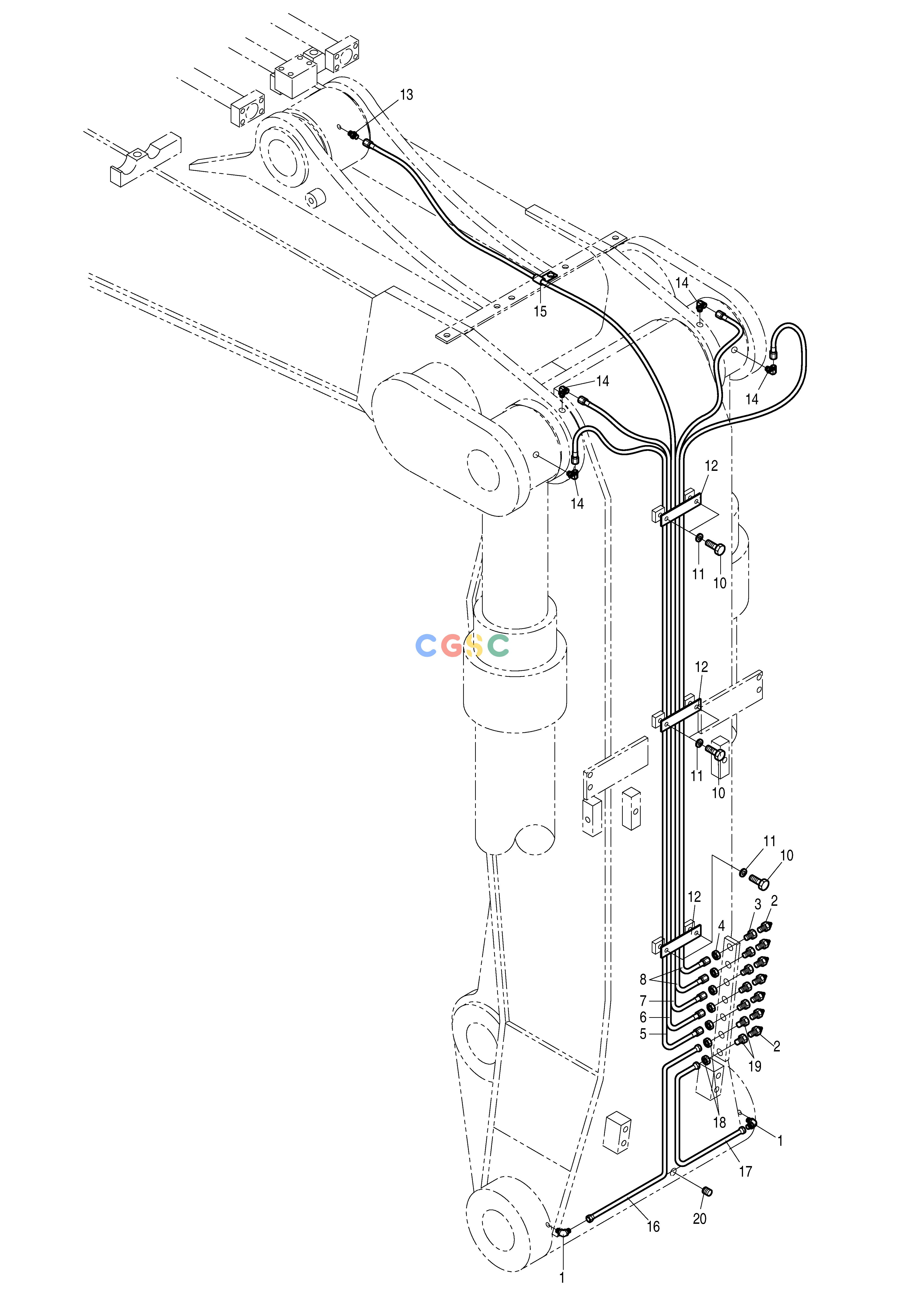 斗山零件查询FRONT LUBRICATION PIPING-ARTI.BOOM SOLAR 155LC-V Doosan parts catalog online