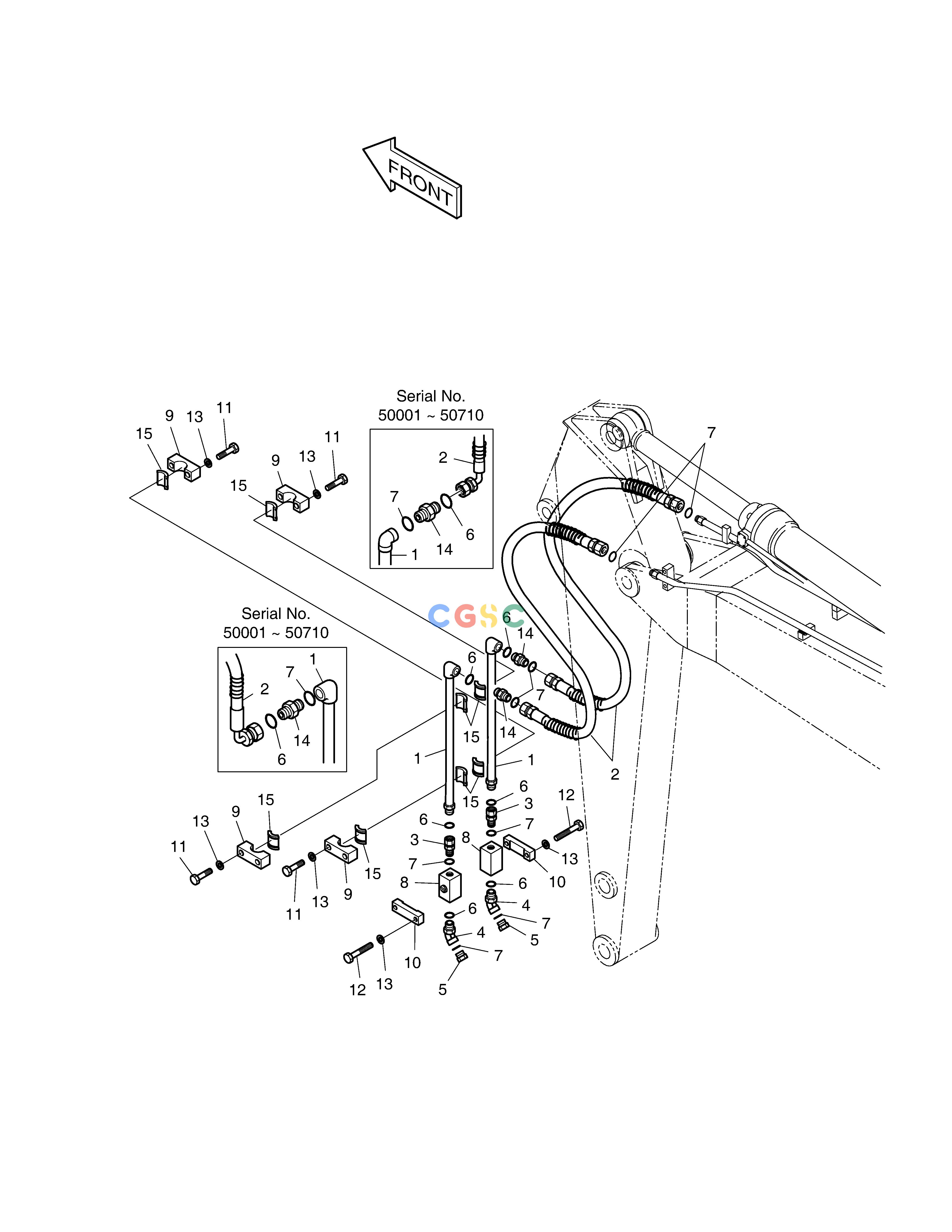 斗山零件查询ARM PIPING-ARM 2.1m(ONE WAY) SOLAR 155LC-V Doosan parts catalog online