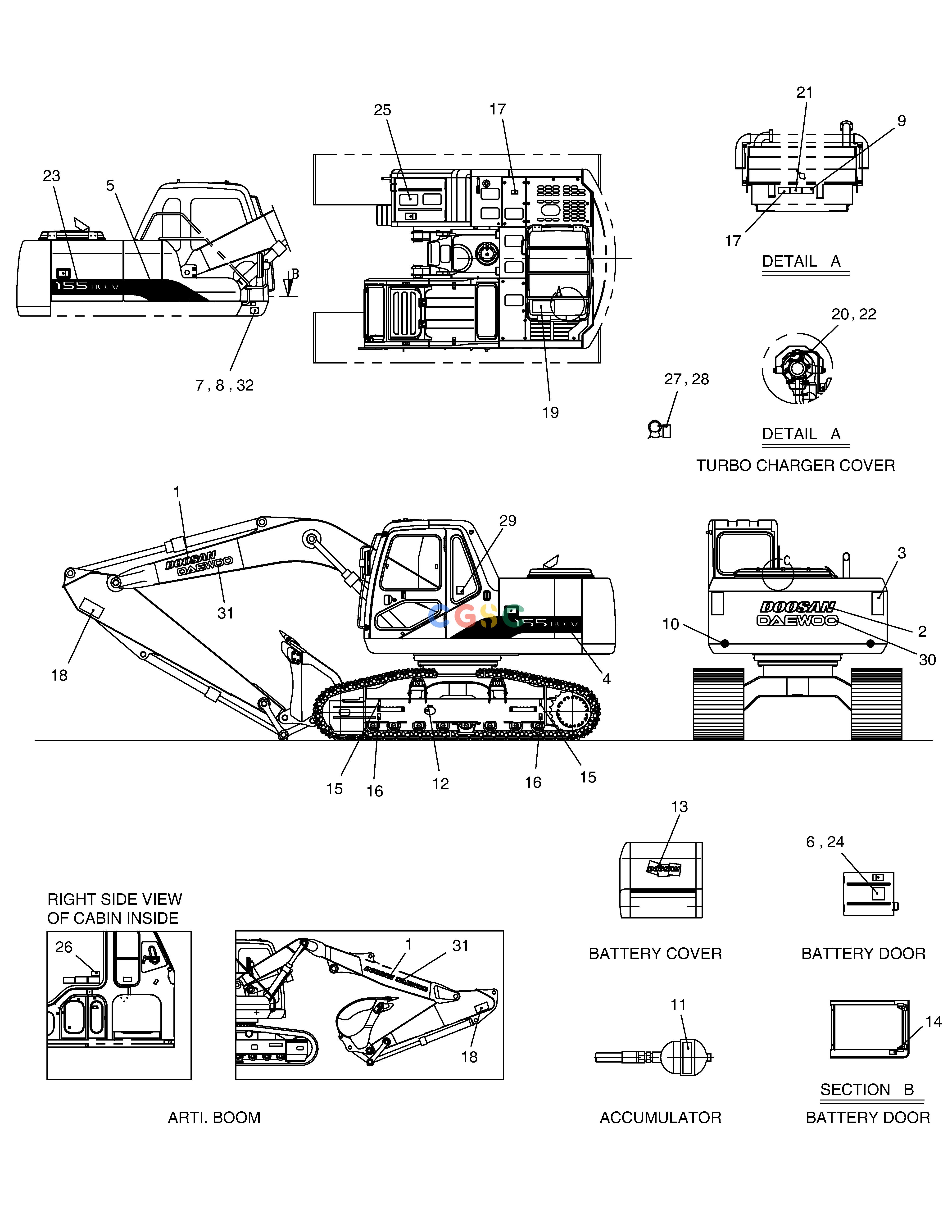 斗山零件查询NAME PLATE ASS'Y SOLAR 155LC-V Doosan parts catalog online