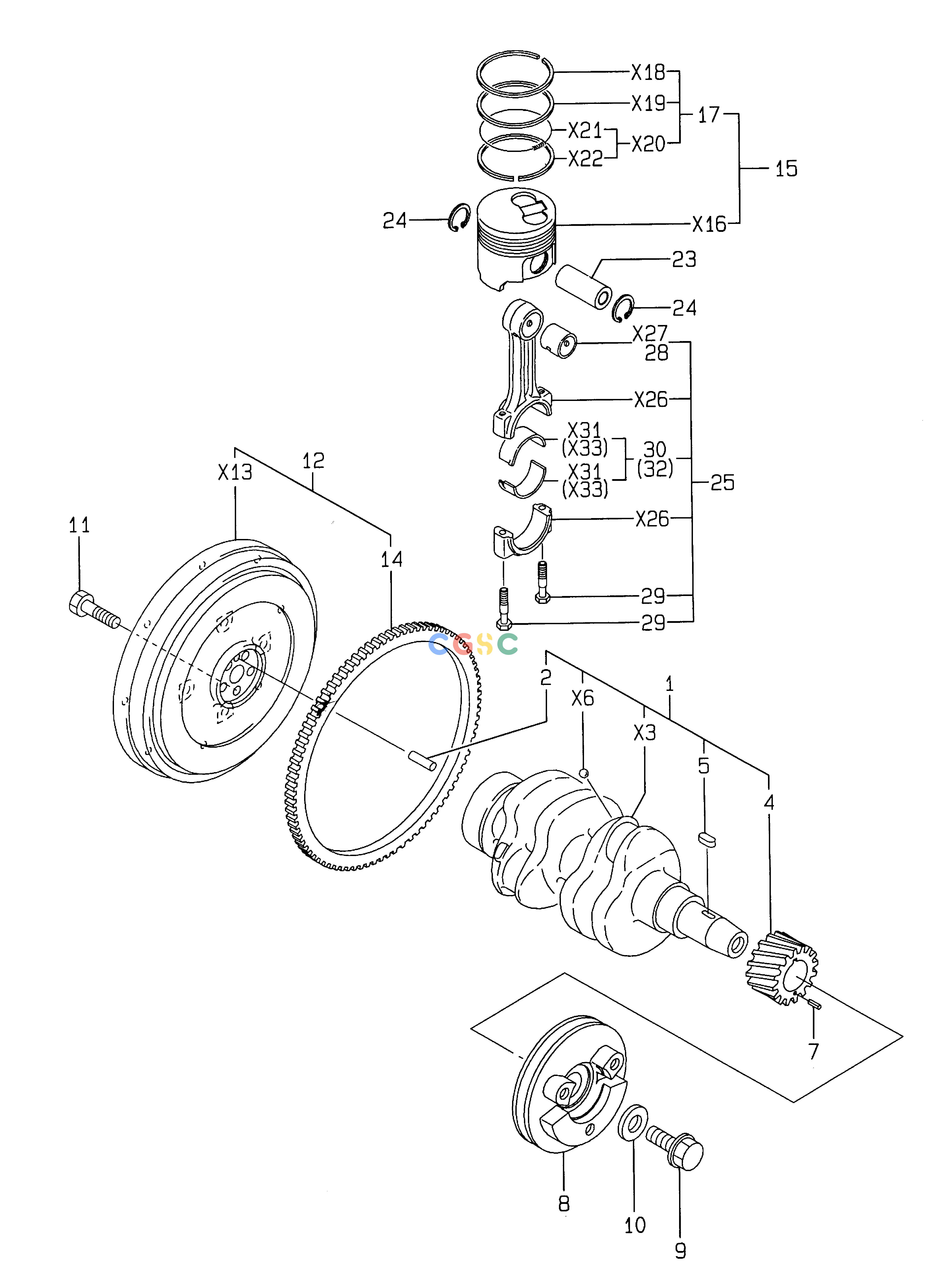 斗山零件查询CRANKSHAFT & PISTON SOLAR 010 Doosan parts catalog online