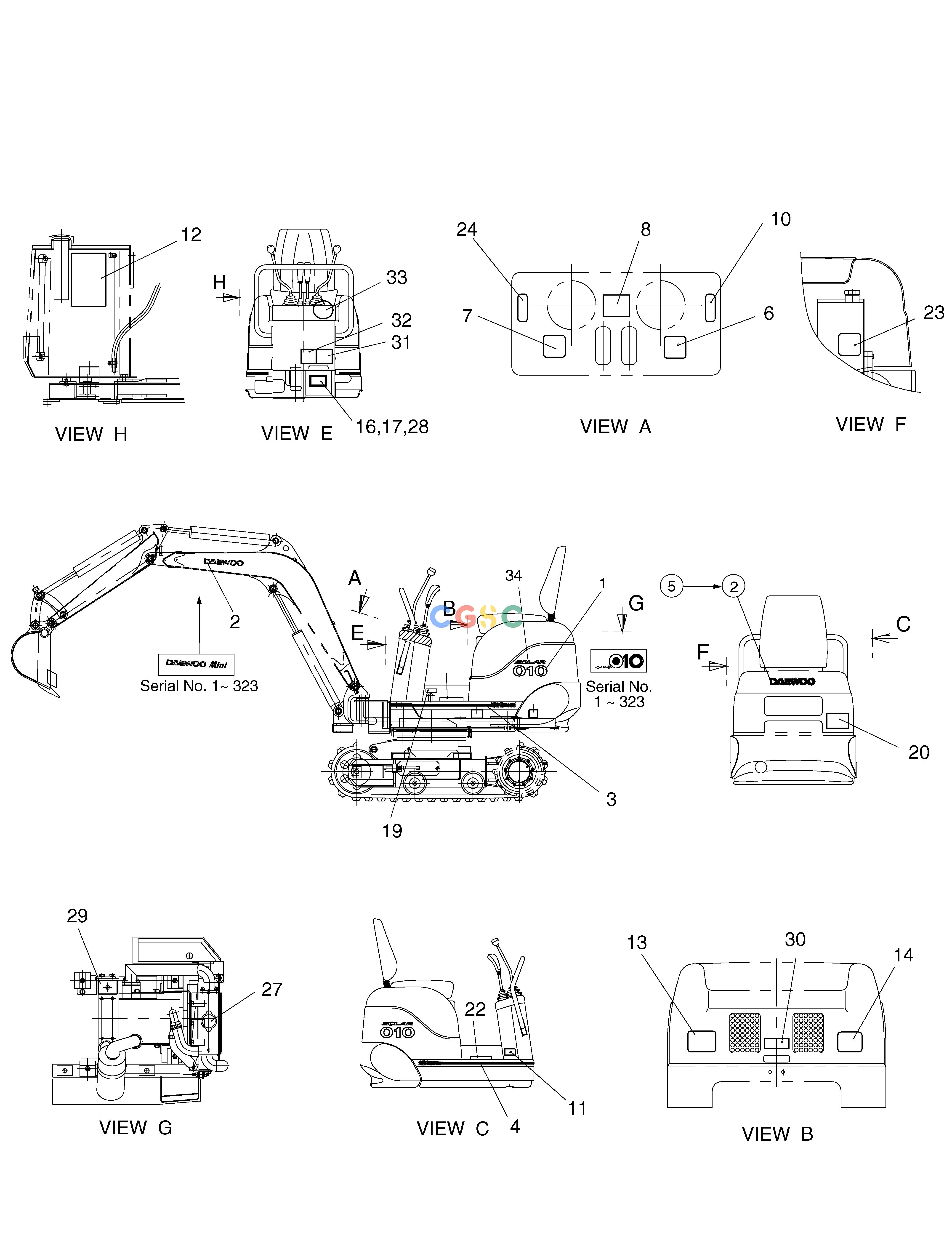 斗山零件查询NAME PLATE-ENGLISH SOLAR 010 Doosan parts catalog online
