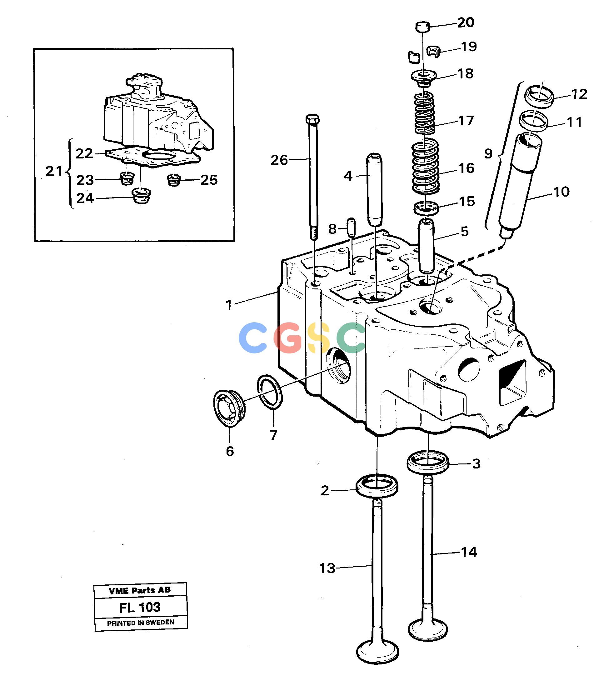 沃尔沃零件查询EC450 ÅKERMAN Cylinder head.ÅKERMAN EC450 SER NO - 1781 NoneNoneNoneAutodata Volvo online