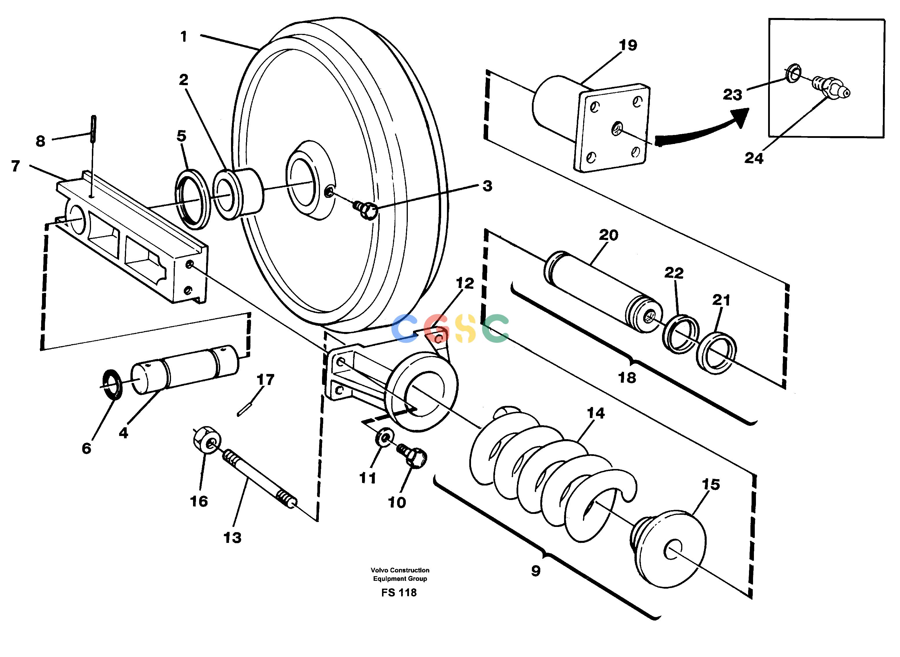 沃尔沃零件查询EC420 ÅKERMAN Front idler, spring package and tension cylinderÅKERMAN EC420 SER NO - 1550 NoneNoneNoneAutodata Volvo online