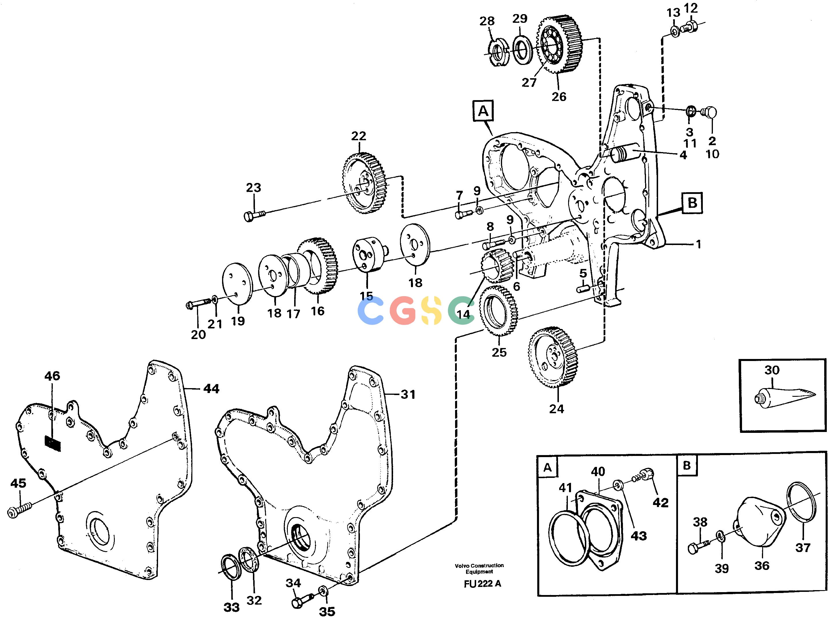 沃尔沃零件查询EC390 Timing gear casing and gears.SER NO 1001- NoneNoneNoneAutodata Volvo online