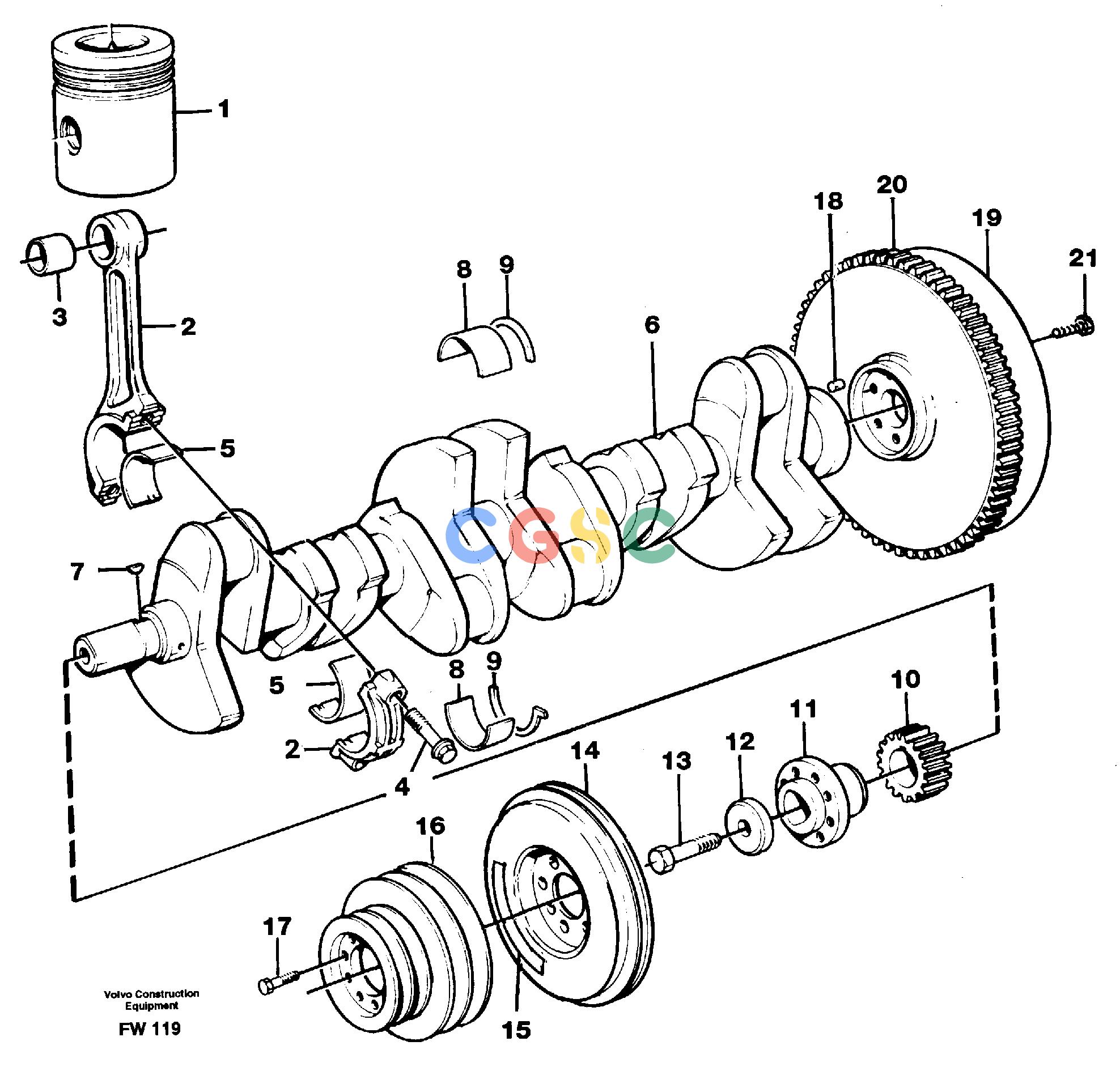 沃尔沃零件查询EC280 Crankshaft and related partsSER NO 1001- NoneNoneNoneAutodata Volvo online