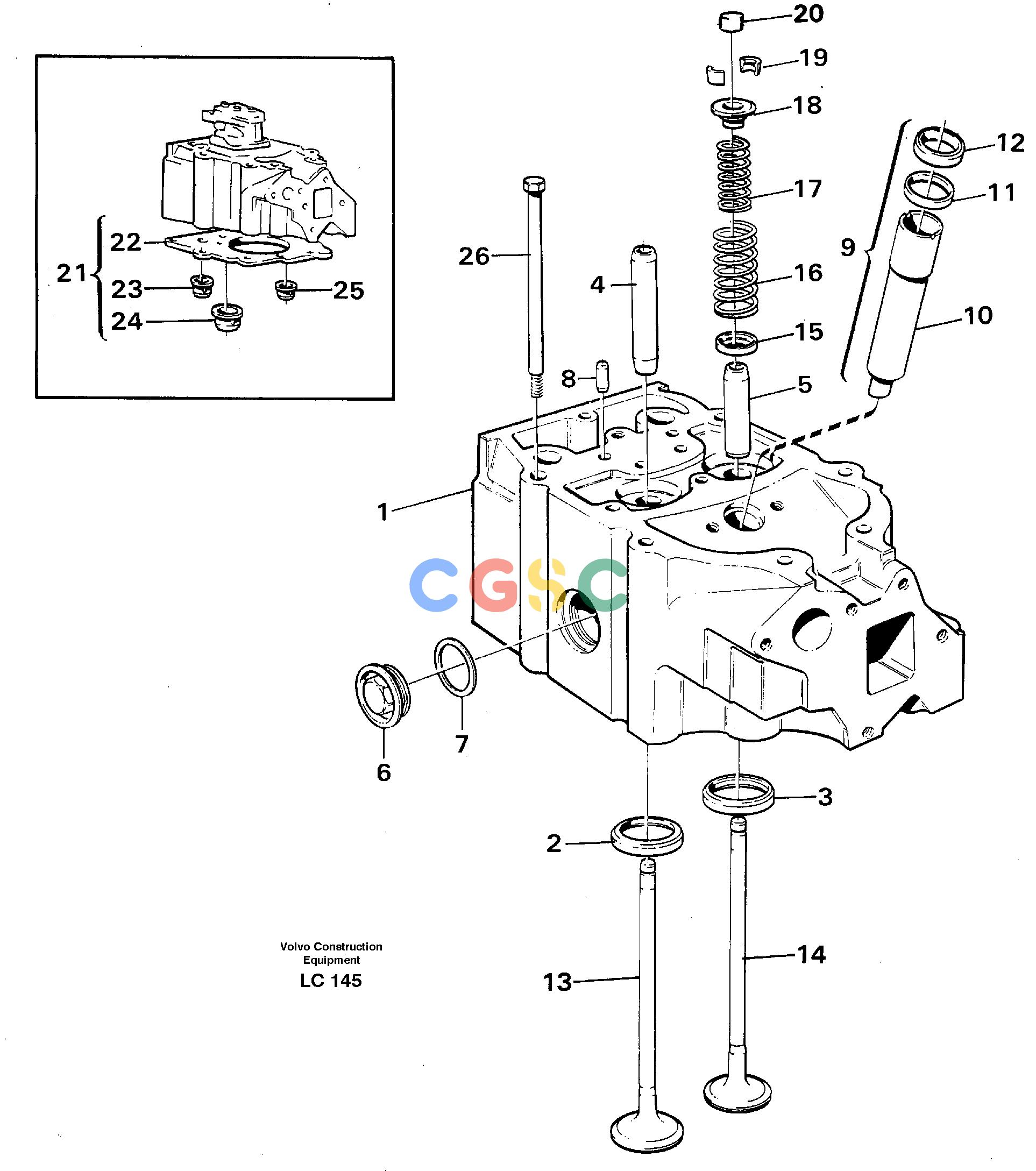 沃尔沃零件查询EC650 Cylinder head.SER NO 539-618 NoneNoneNoneAutodata Volvo online
