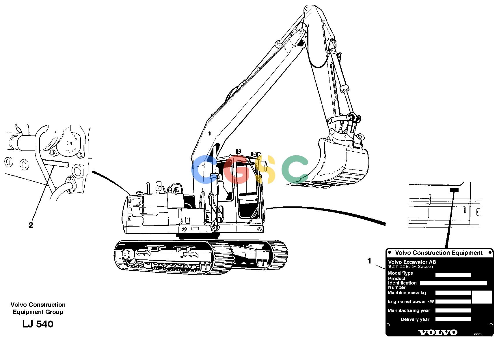 沃尔沃零件查询EC230B Product identification plateSER NO 5252- NoneNoneNoneAutodata Volvo online