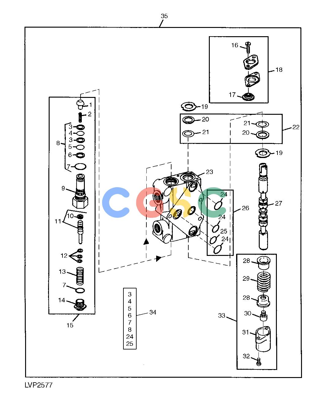 约翰迪尔零件查询850 - BACKHOE Valve Section (Swing)EPC John Deere online