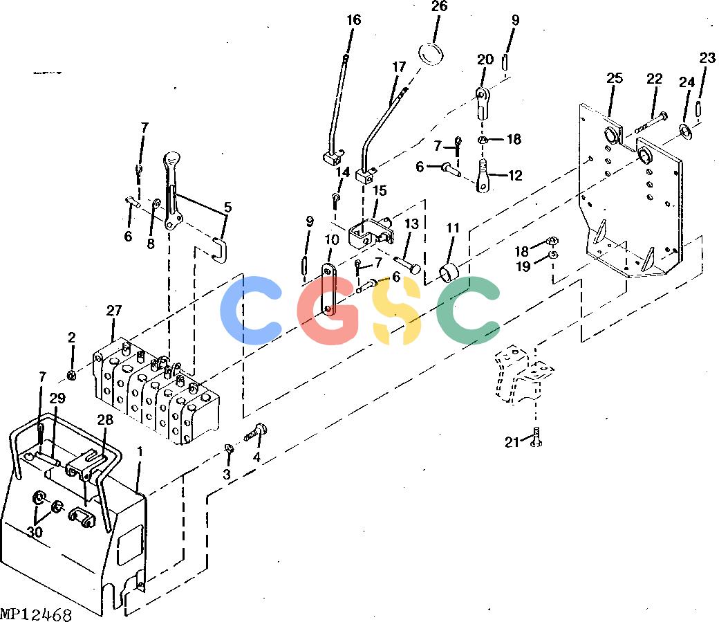 约翰迪尔零件查询10 - BACKHOE CONTROL LINKAGE, HANDLE AND SHROUD (10A)EPC John Deere online