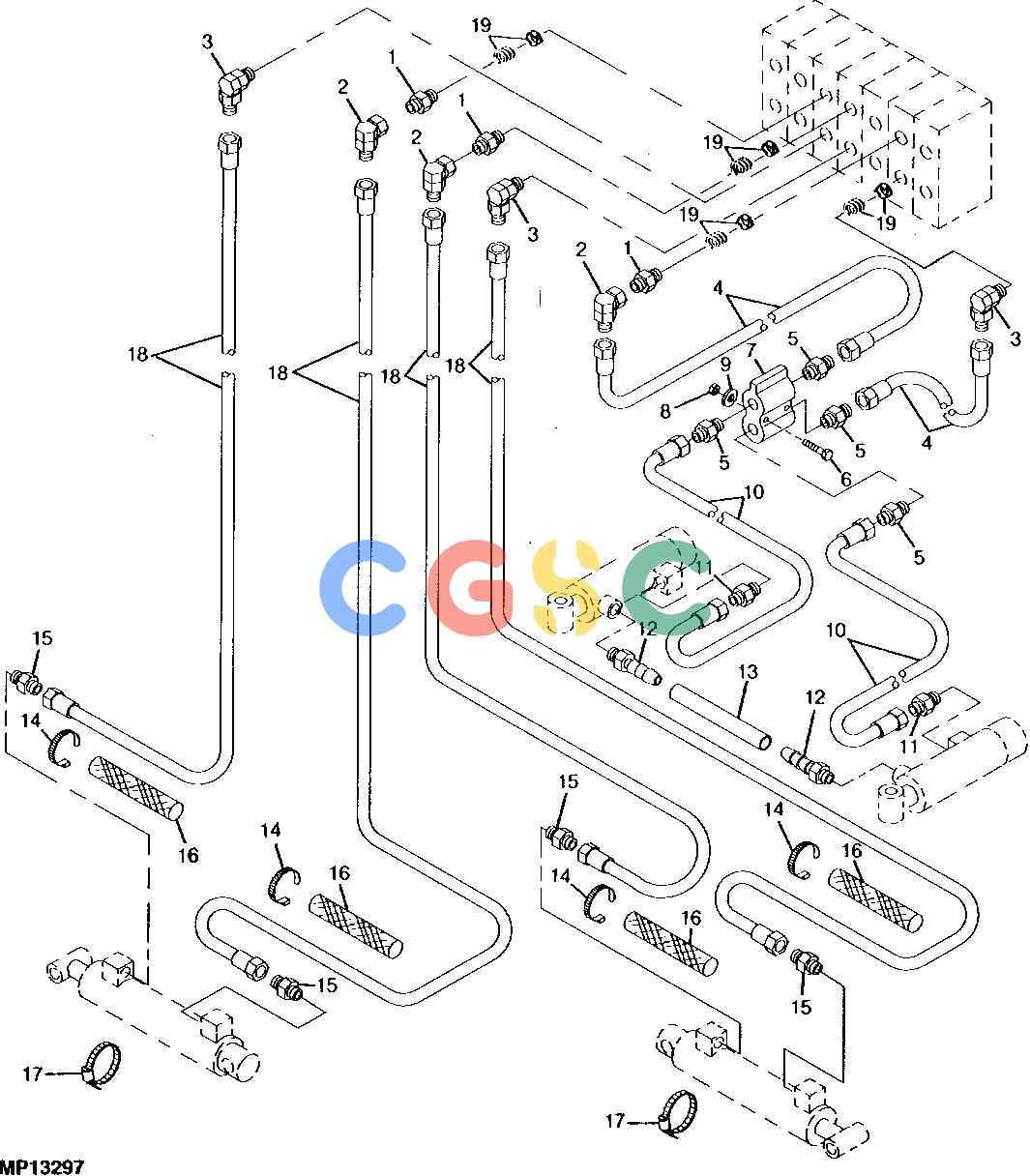 约翰迪尔零件查询800 - BACKHOE SWING AND STABILIZER HYDRAULIC HOSES AND FITTINGS (900/911)EPC John Deere online