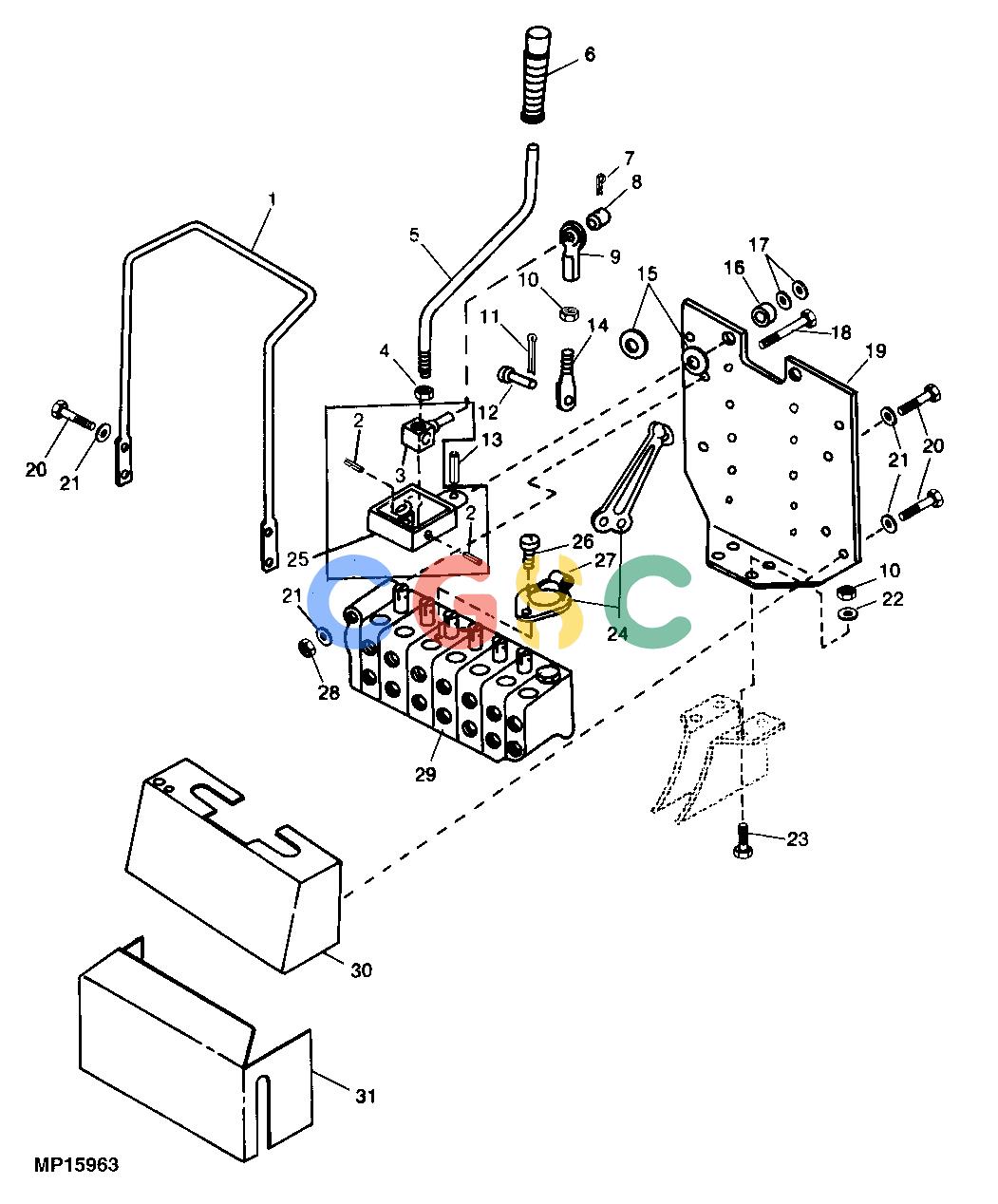 约翰迪尔零件查询10 - BACKHOE CONTROL LINKAGE, HANDLE AND SHROUD (10)EPC John Deere online