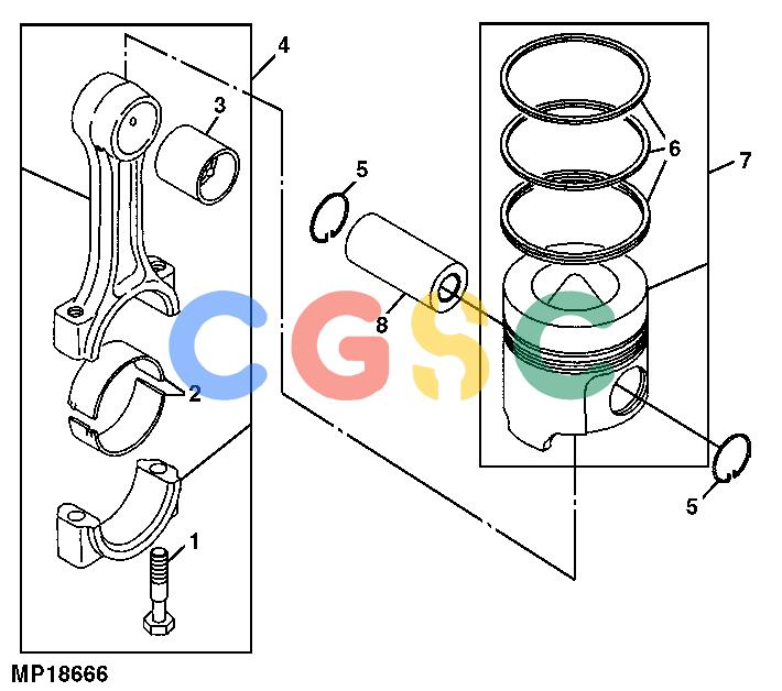 约翰迪尔零件查询110 - BACKHOE, LOADER Connecting Rod And Piston (4TNE84-EJTLB, 4TNV88-MJTLB) ( - 711000)EPC John Deere online