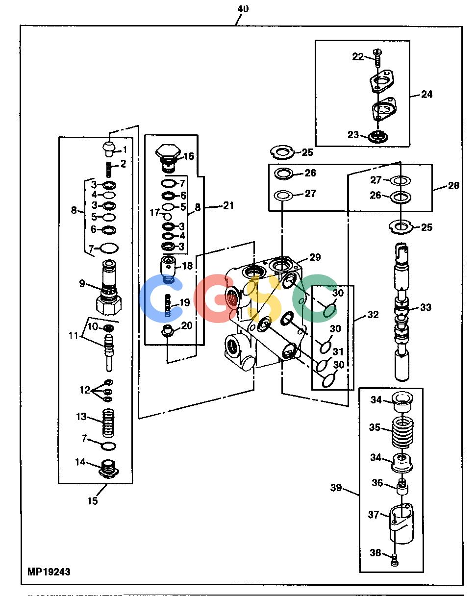 约翰迪尔零件查询850 - BACKHOE Valve Section (Boom and Dipperstick)EPC John Deere online