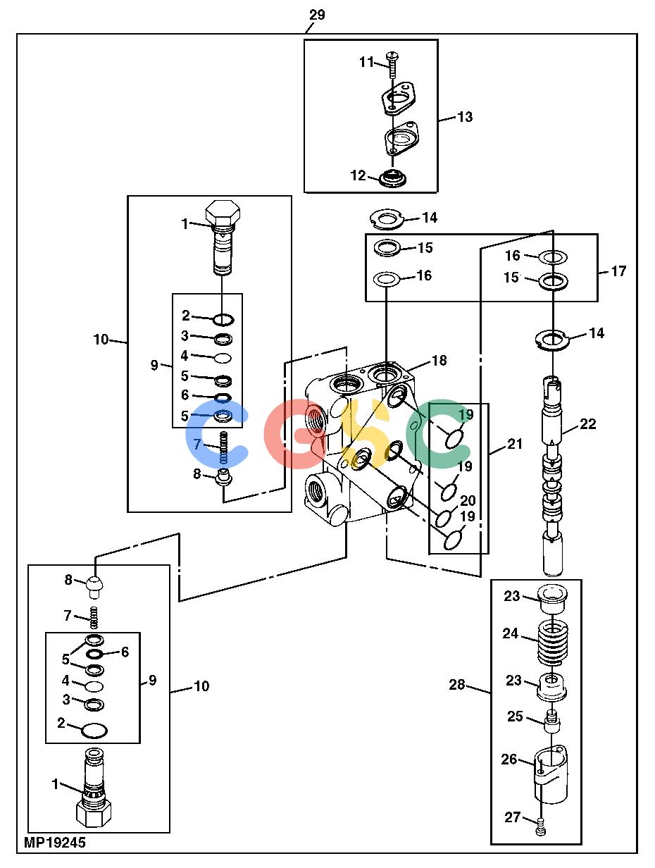 约翰迪尔零件查询850 - BACKHOE Valve Section (Bucket)EPC John Deere online