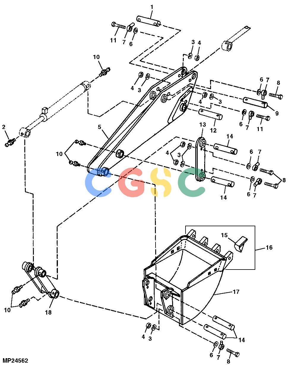 约翰迪尔零件查询800 - BACKHOE BUCKET AND DIPPERSTICK (800)EPC John Deere online